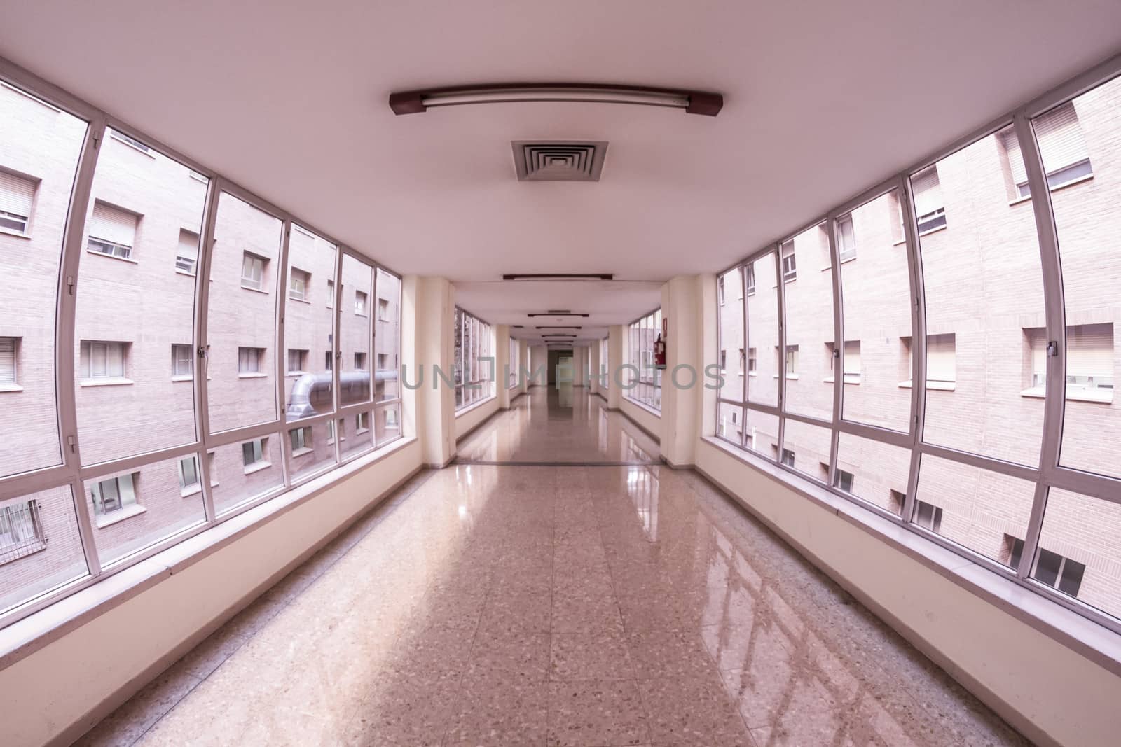 white hospital corridor, clean and hygienic space