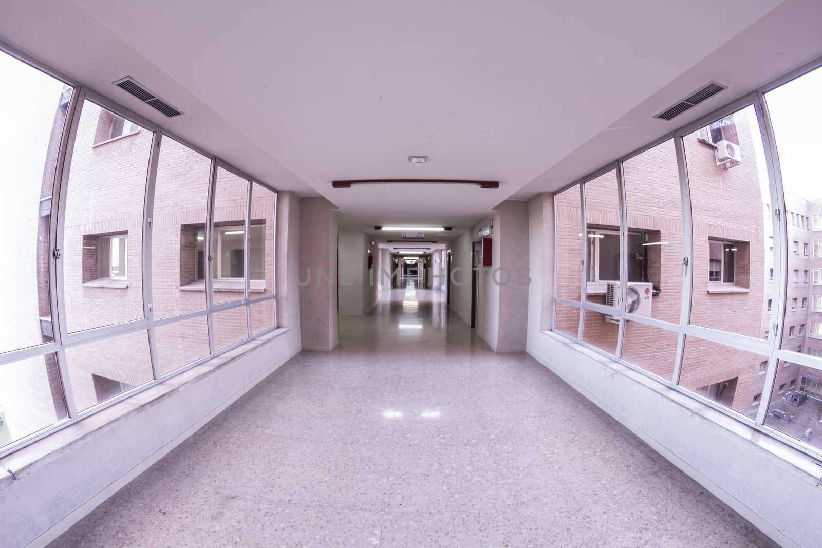 white hospital corridor, clean and hygienic space