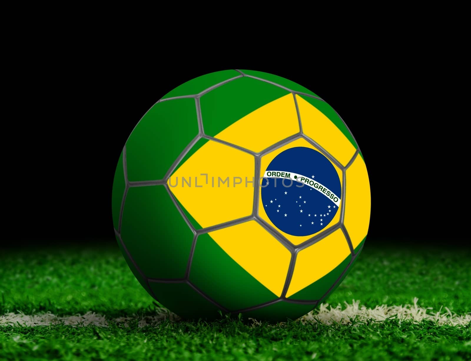 Soccer Ball with Brazilian Flag on Grass by razihusin