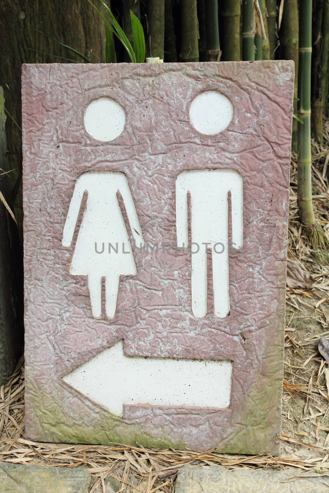 Simple icons of man and woman with an arrow below