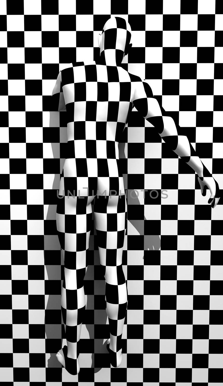 checkered man on the wall