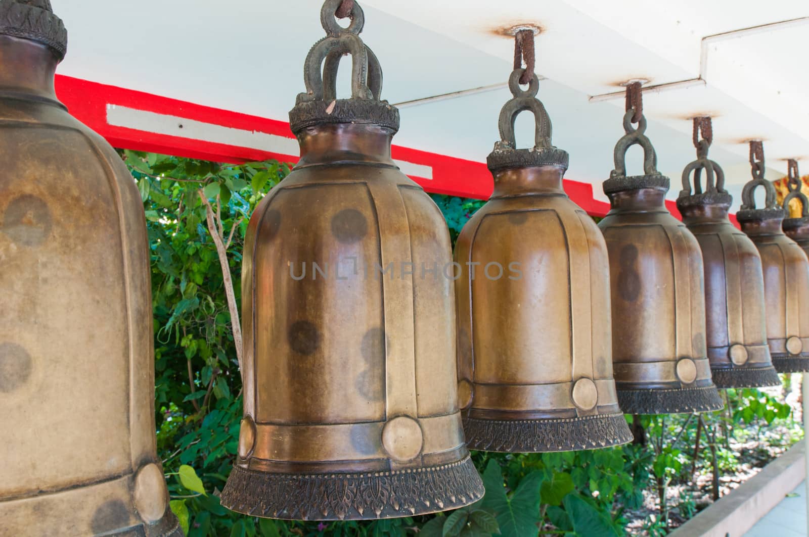 Bells in Buddhist temple by Sorapop