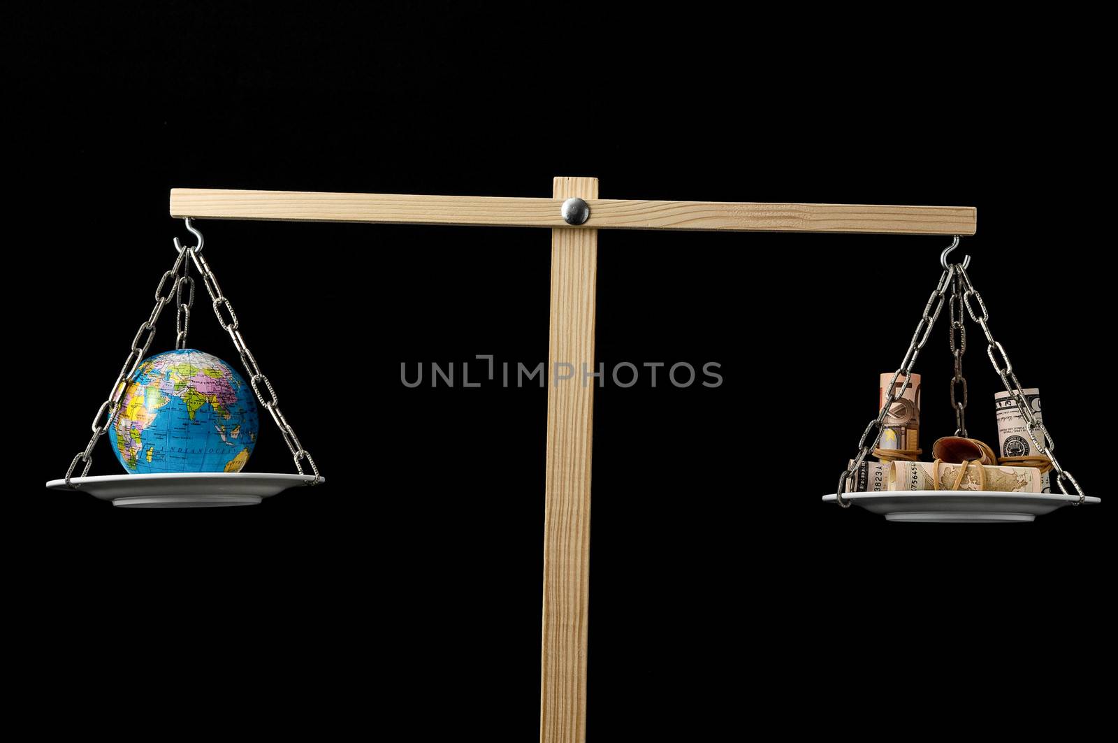 Earth and Money on a Two Pan Balance by underworld