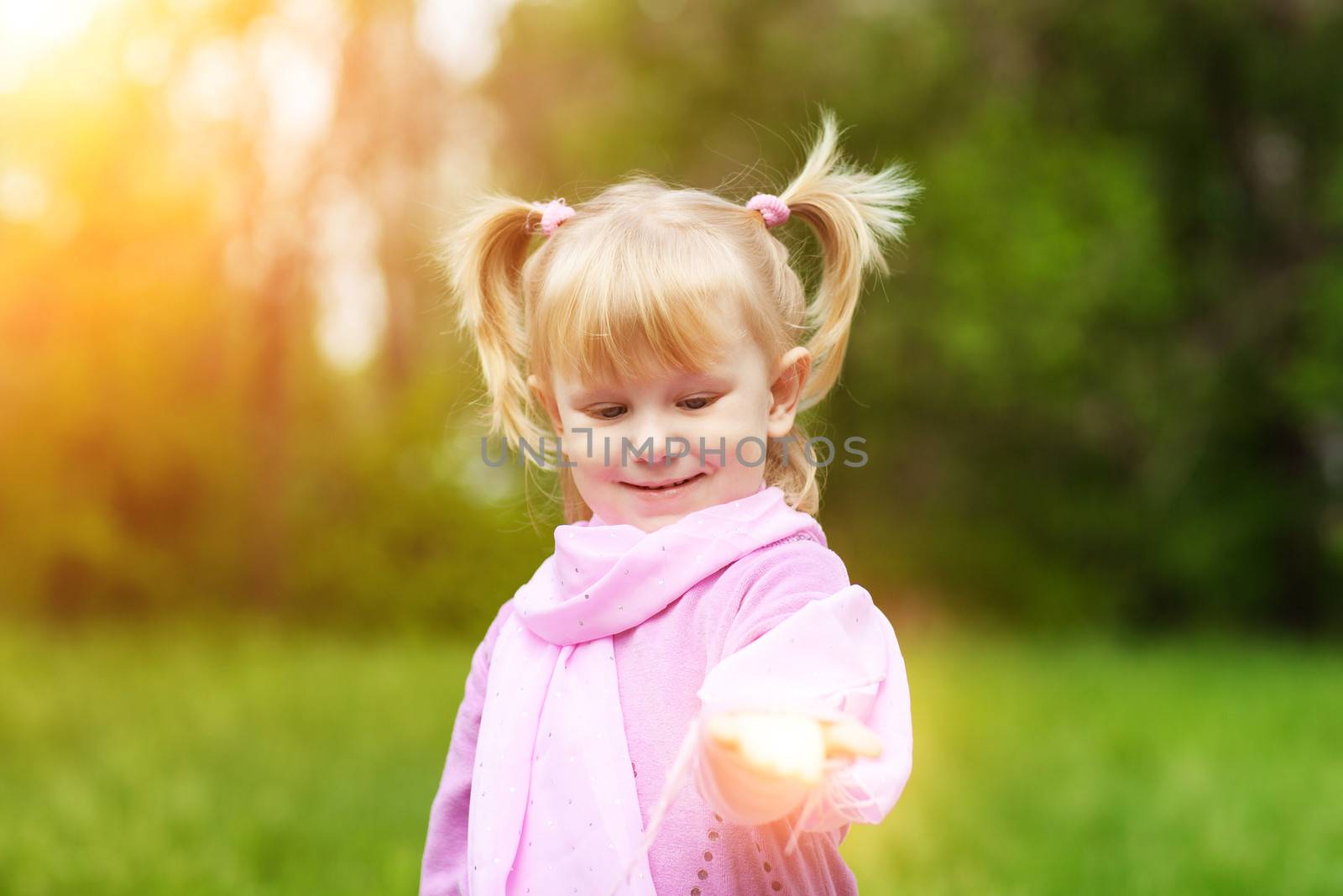 girl with small light in hand