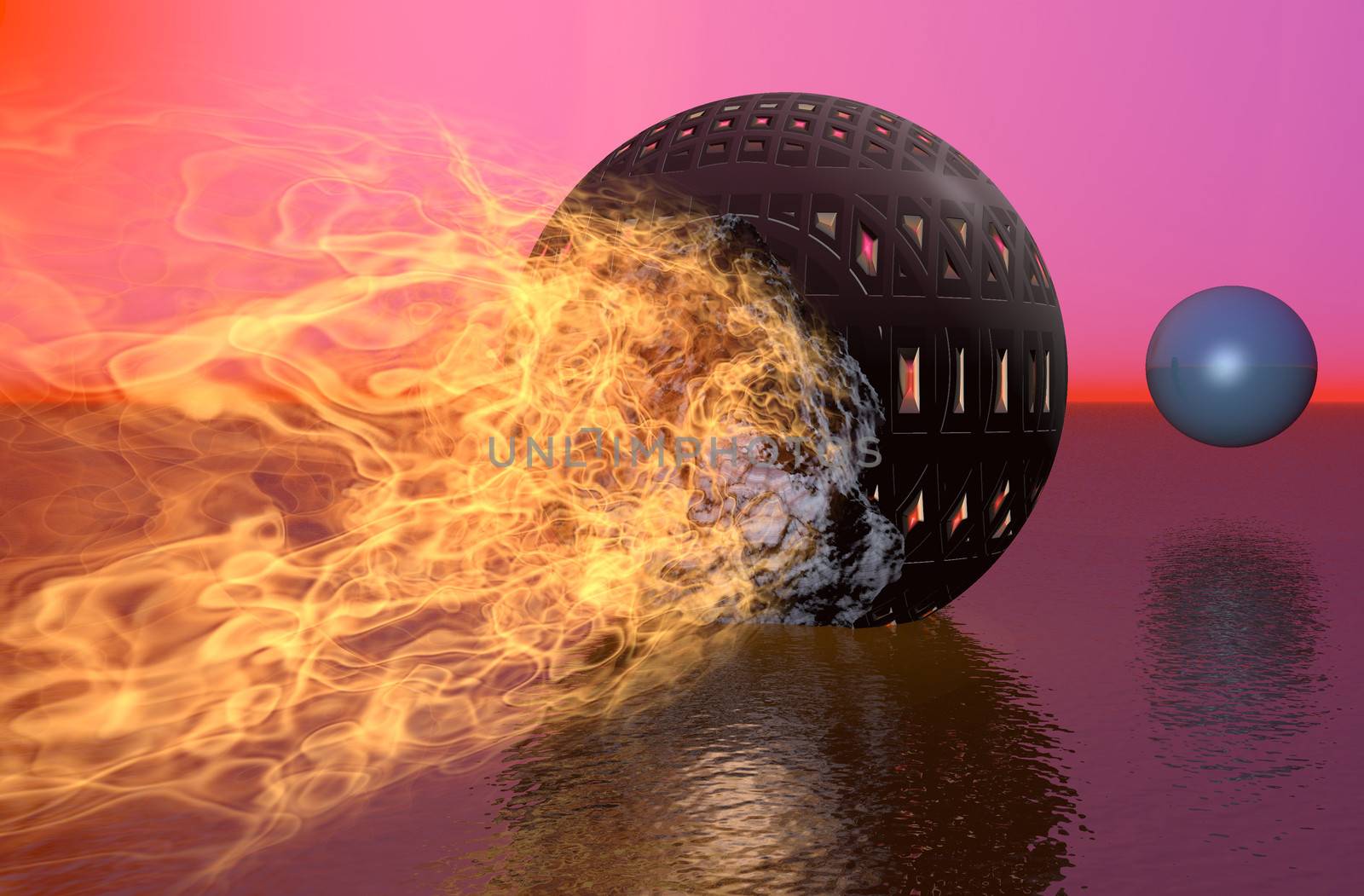 Fireball  made in 3d max end hand painted in photoshop