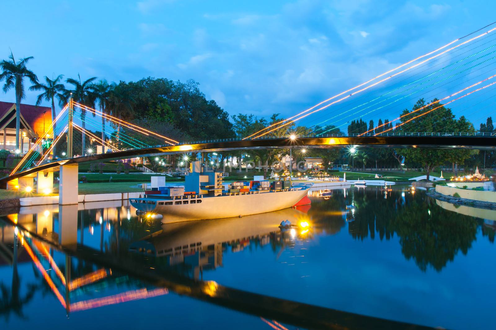 Bridge is reproduced to mini size in mini siam, Thailand.