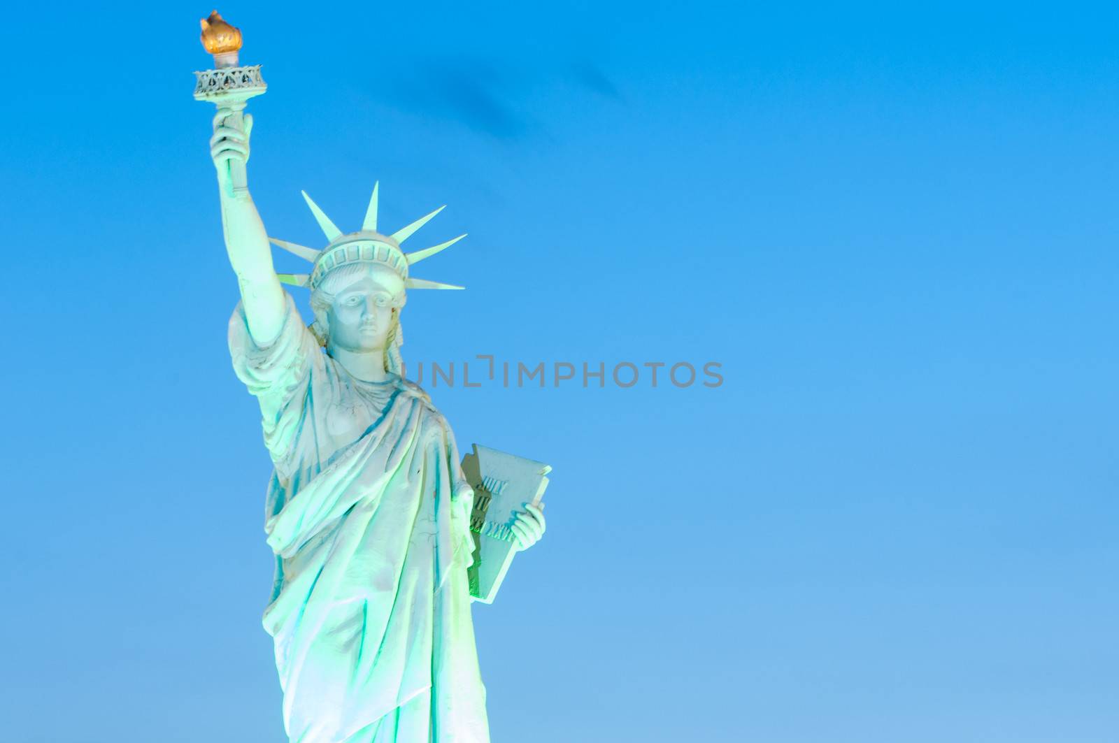 statue of liberty is reproduced to mini size in mini siam, Thailand.