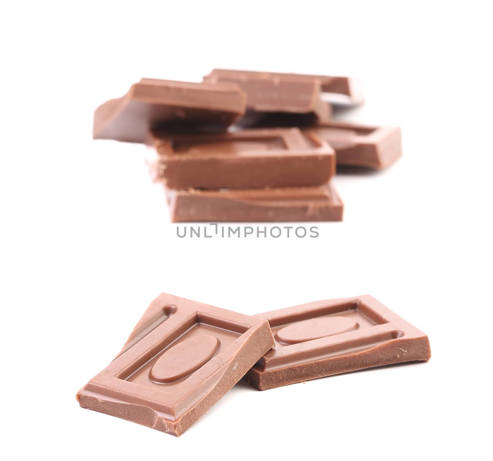 Stack of chocolate bars. isolated on a white background