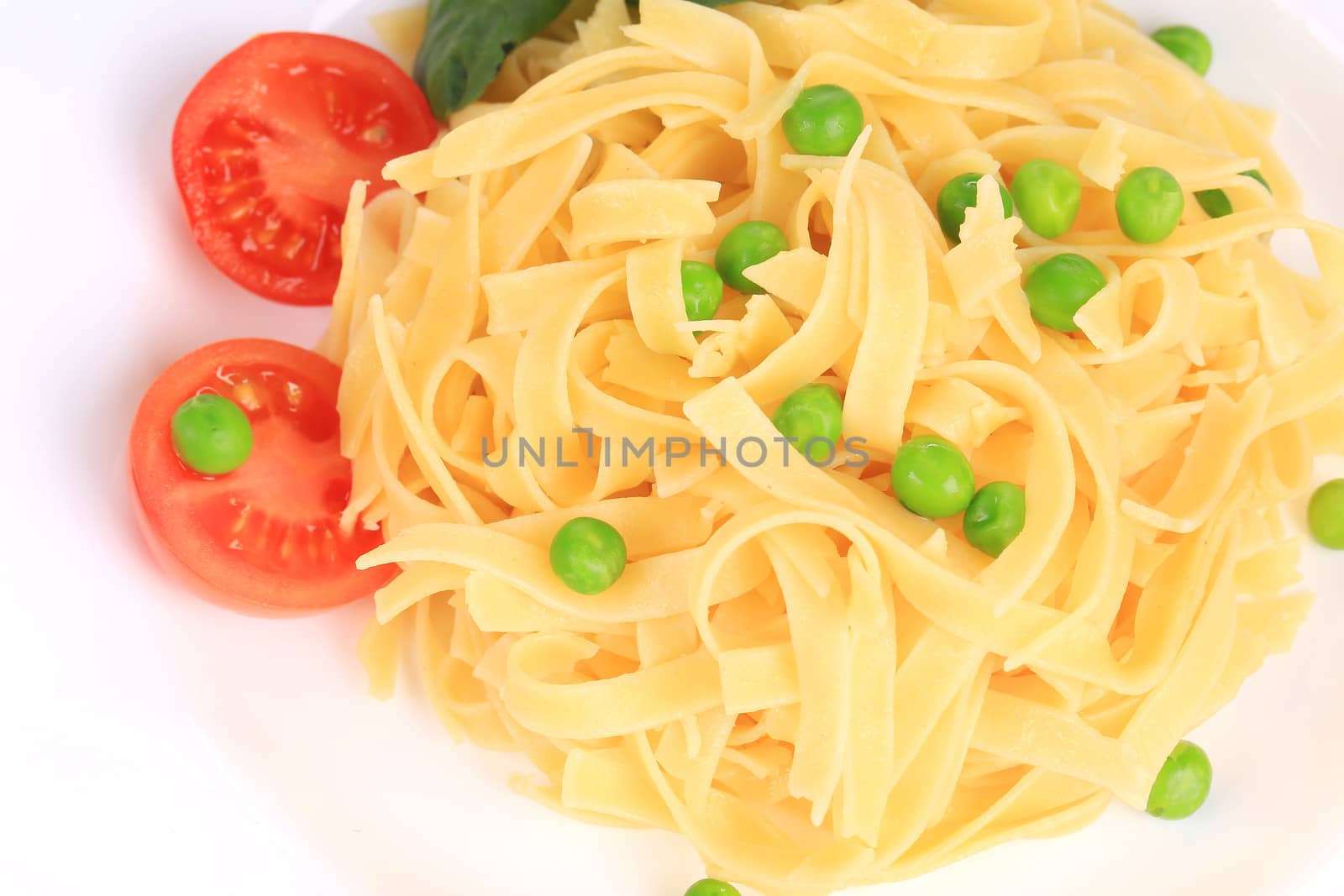 Tagliolini on plate close up. Macro. Whole background.