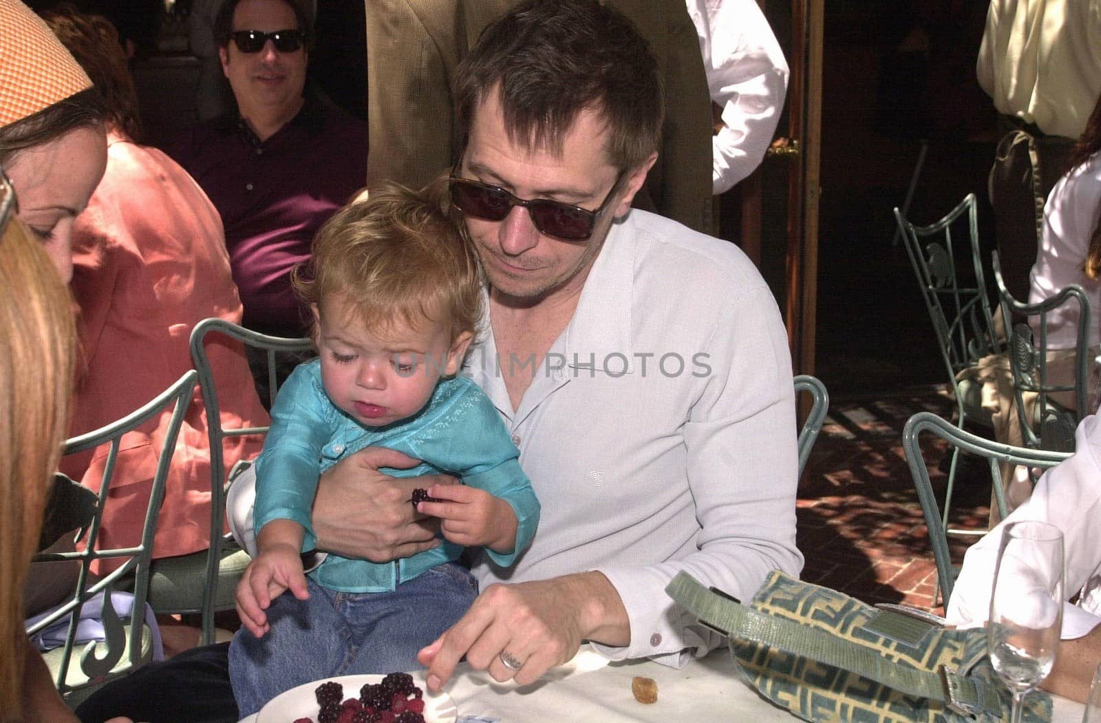 Gary Oldman and son Gulliver at a celebrity baby shower to launch the pregnancy web site ThatGlow.Com. Beverly Hills, 06-07-00