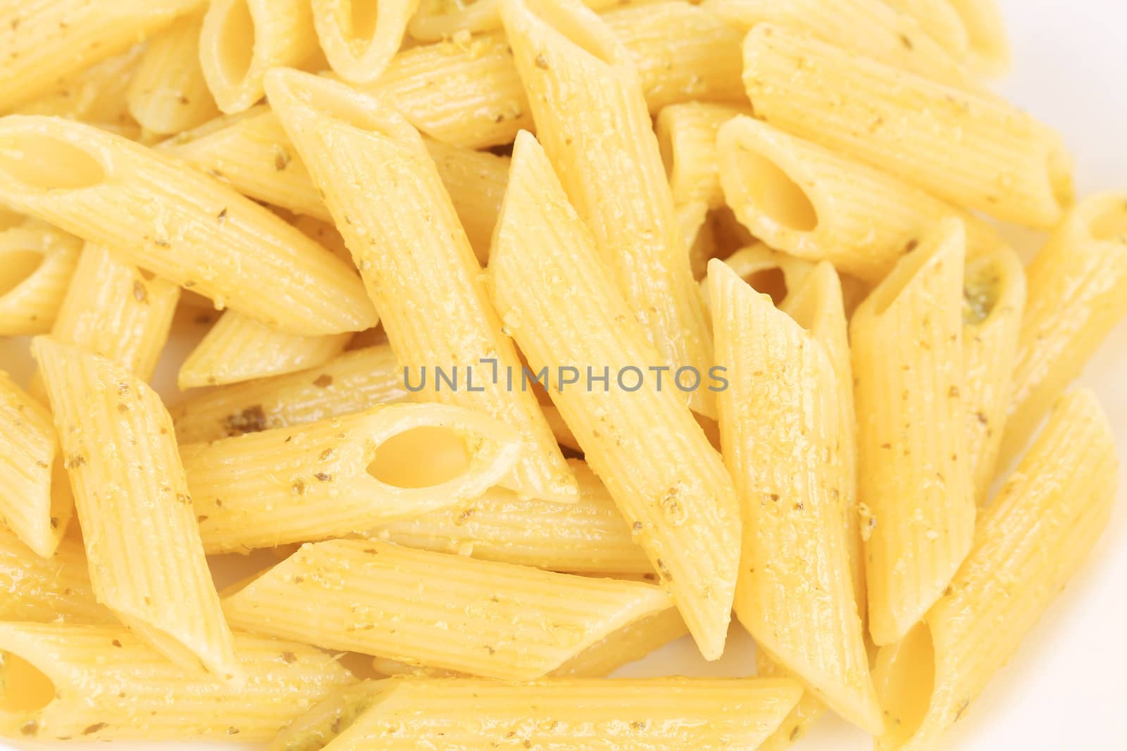 Pasta on plate close up. Macro. Whole background.