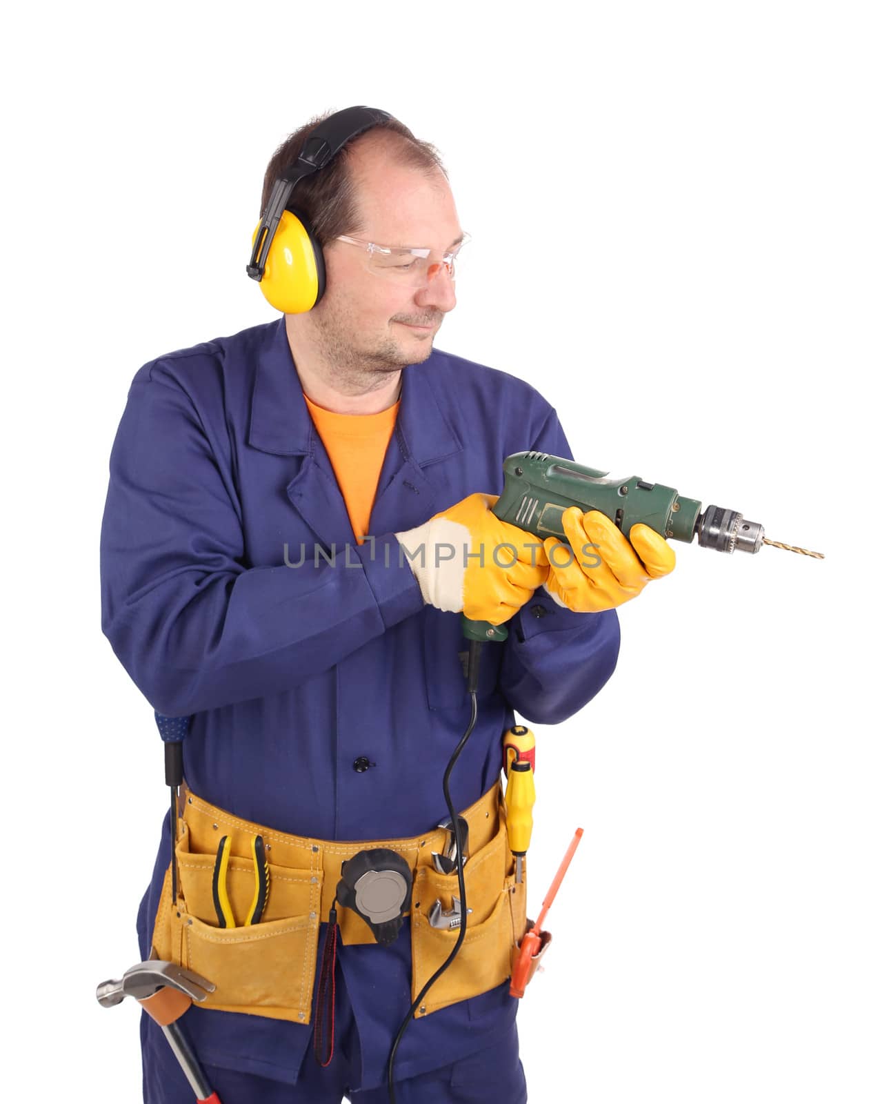 Worker with drill by indigolotos