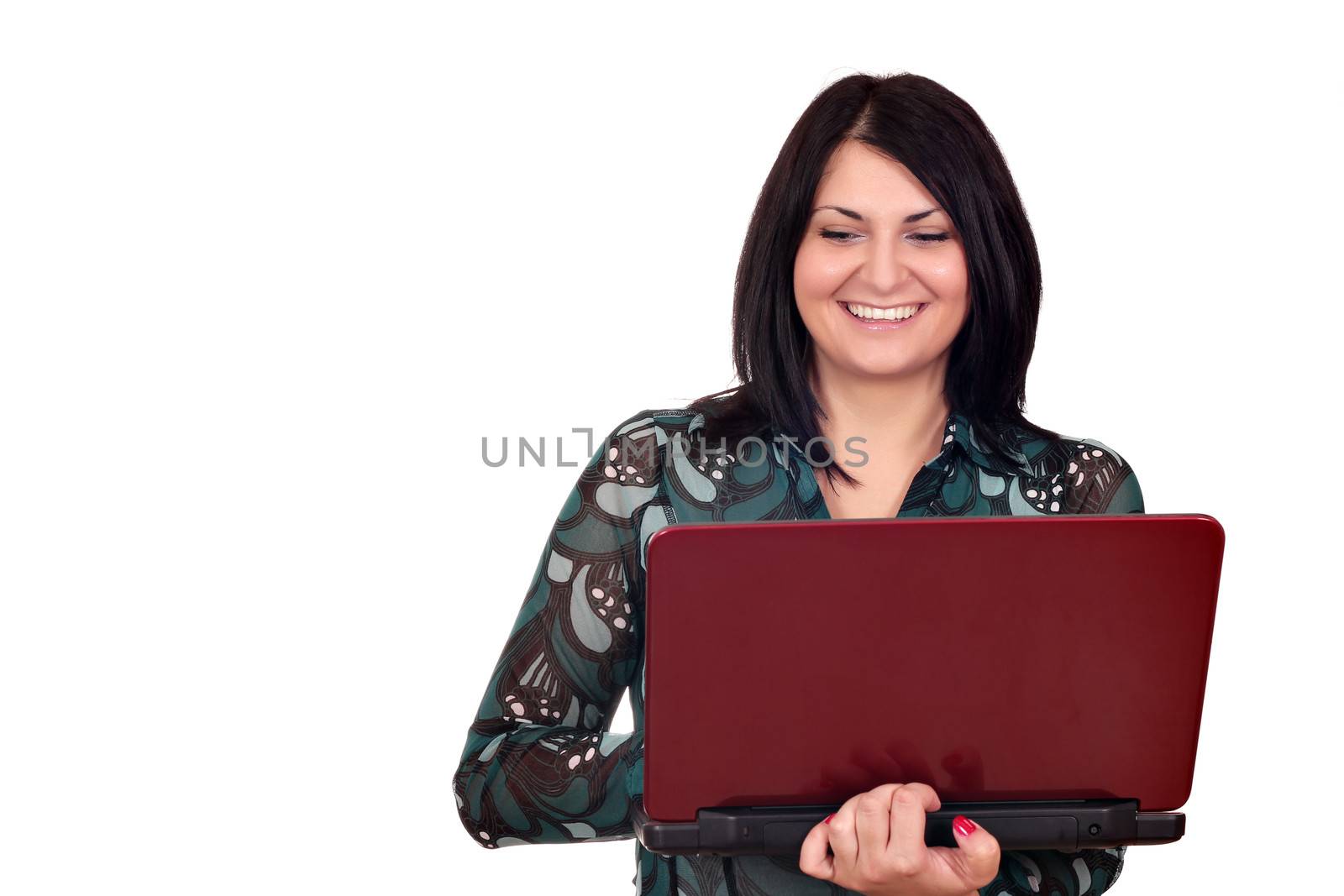happy beautiful girl with laptop