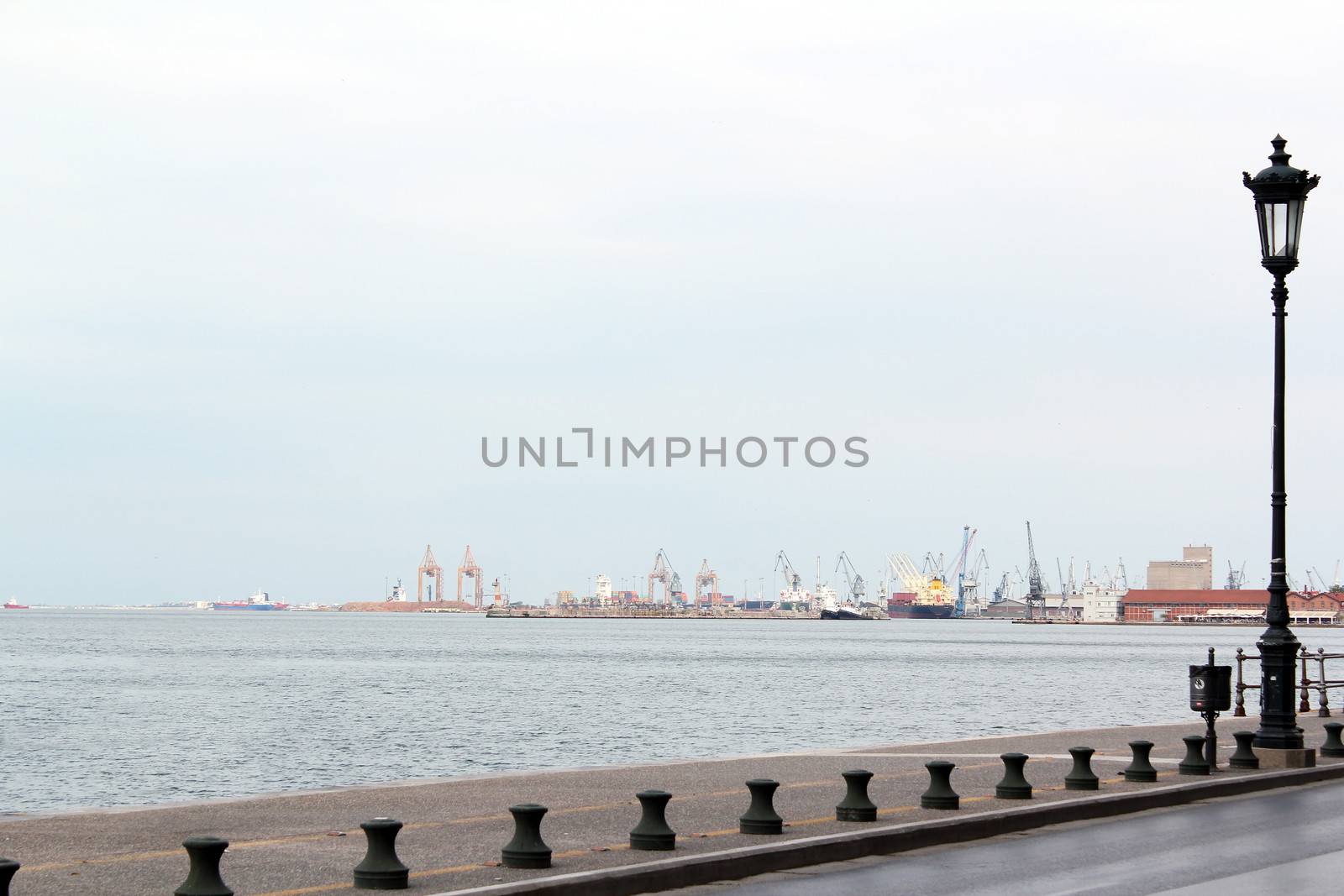 port with ships and cranes Thessaloniki