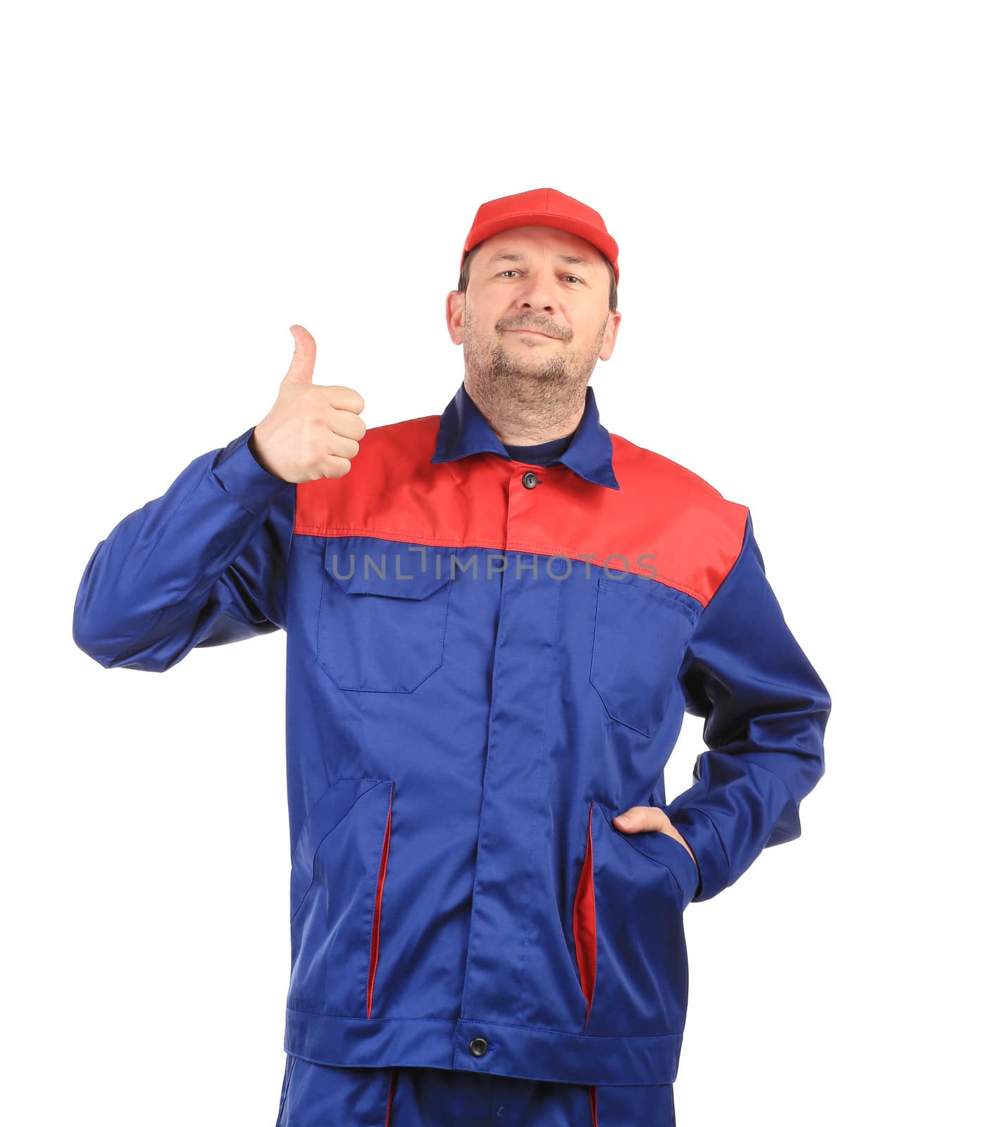 Man in uniform. Isolated on a white background.