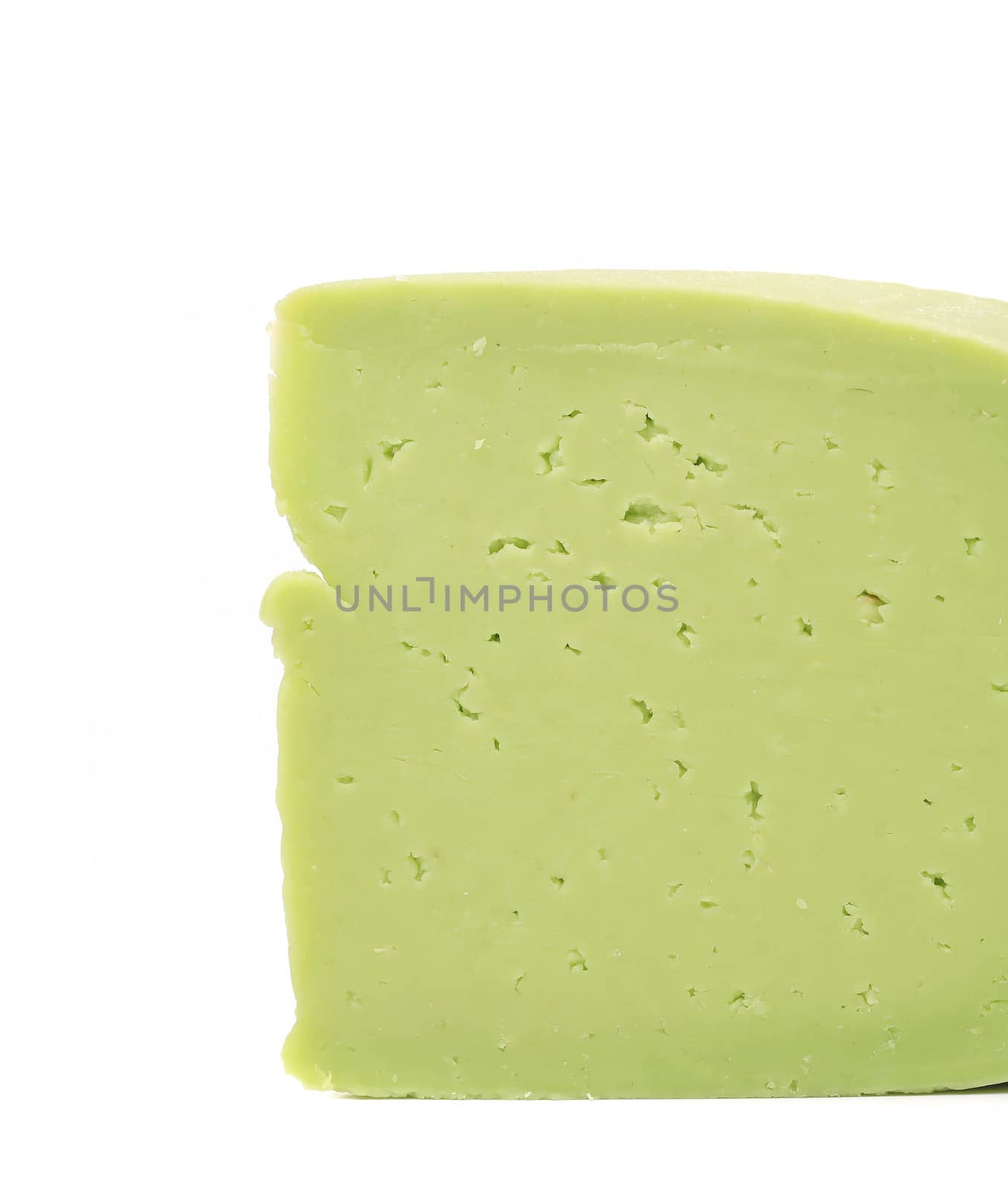 Green cheese. Isolated on a white background.