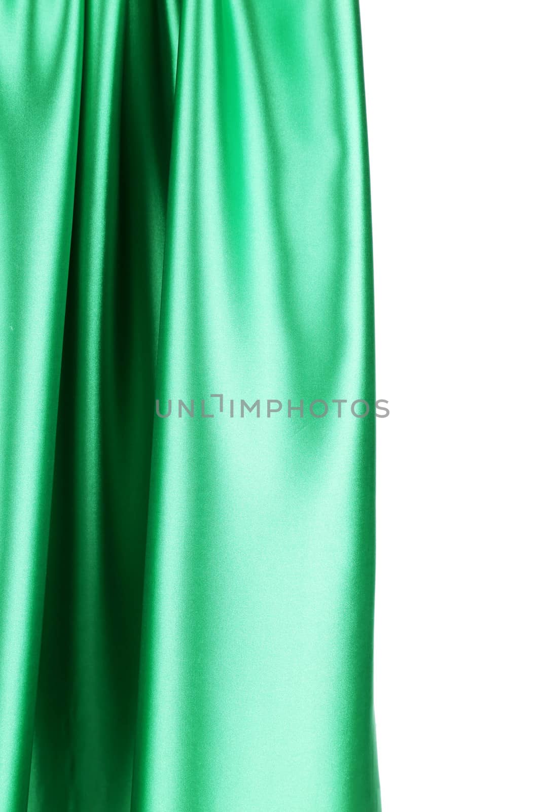 Emerald green silk. On a white background.