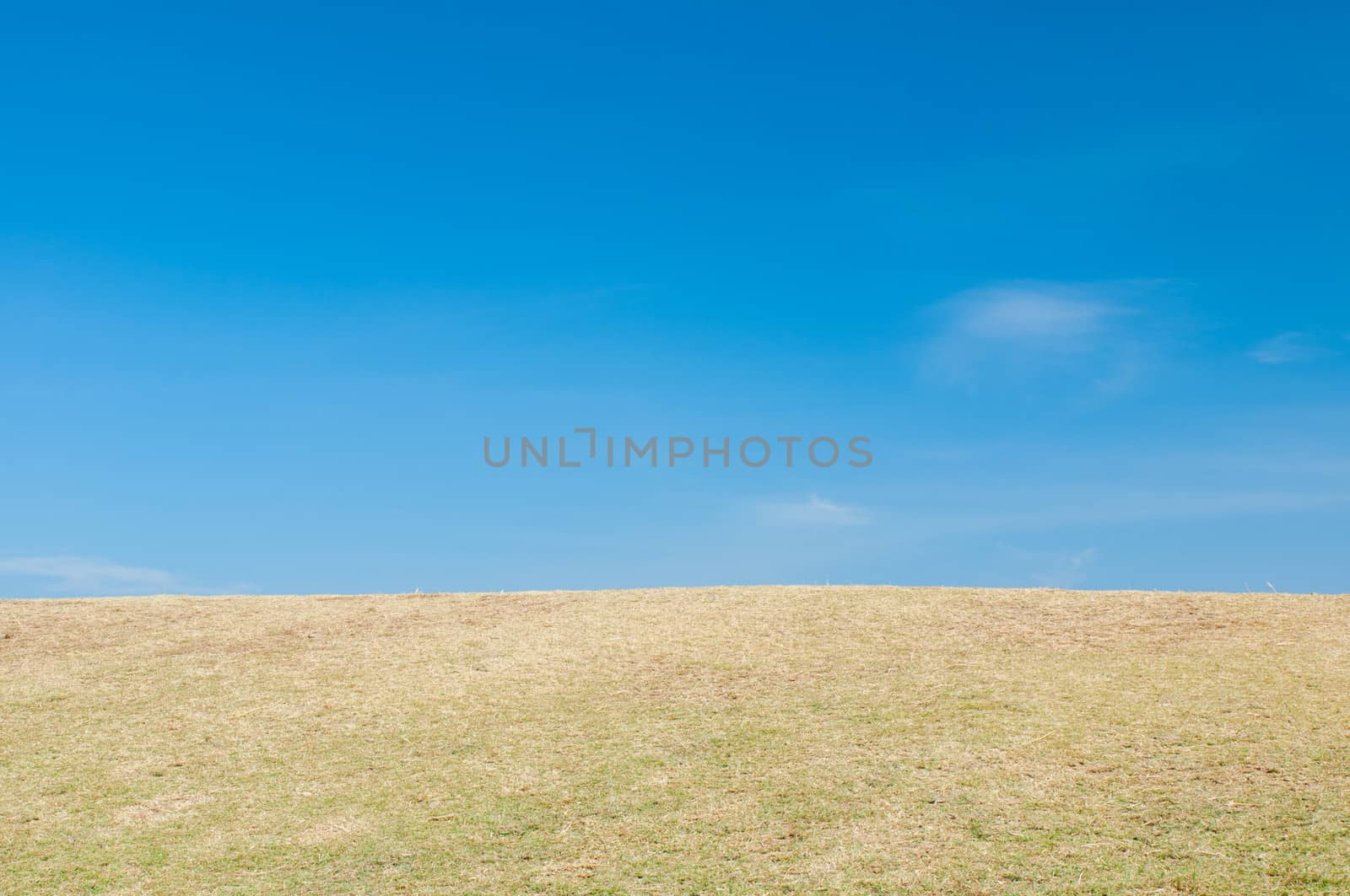 Green sloping  meadows and clouds with blue sky