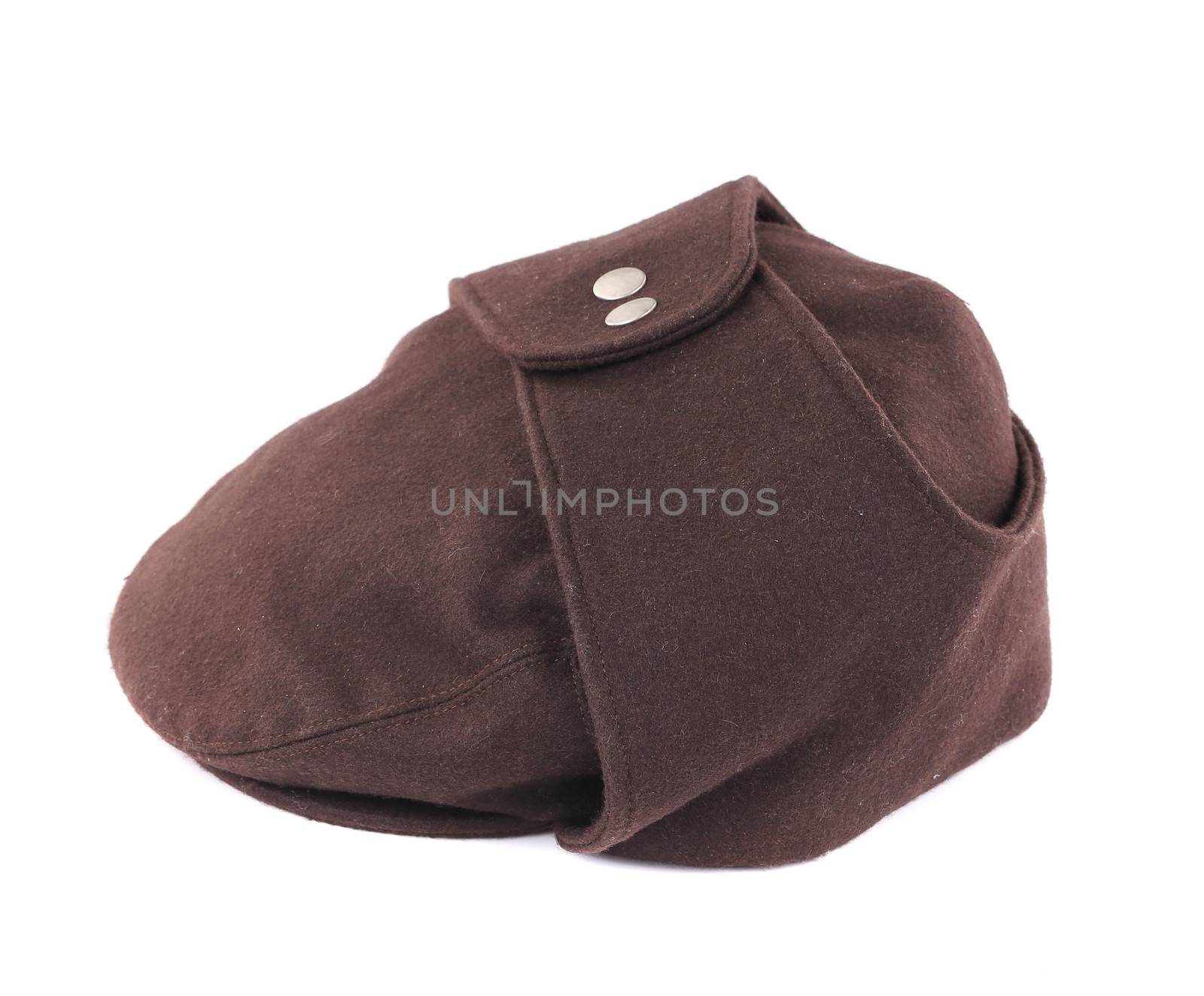 Brown peaked cap. Isolated on a white background.