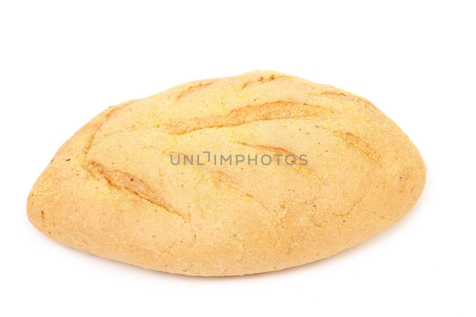 White bread of corn meal. Isolated on a white background