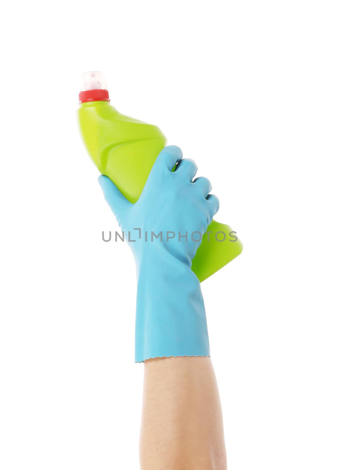 Detergent green bottle. Isolated on a white background.
