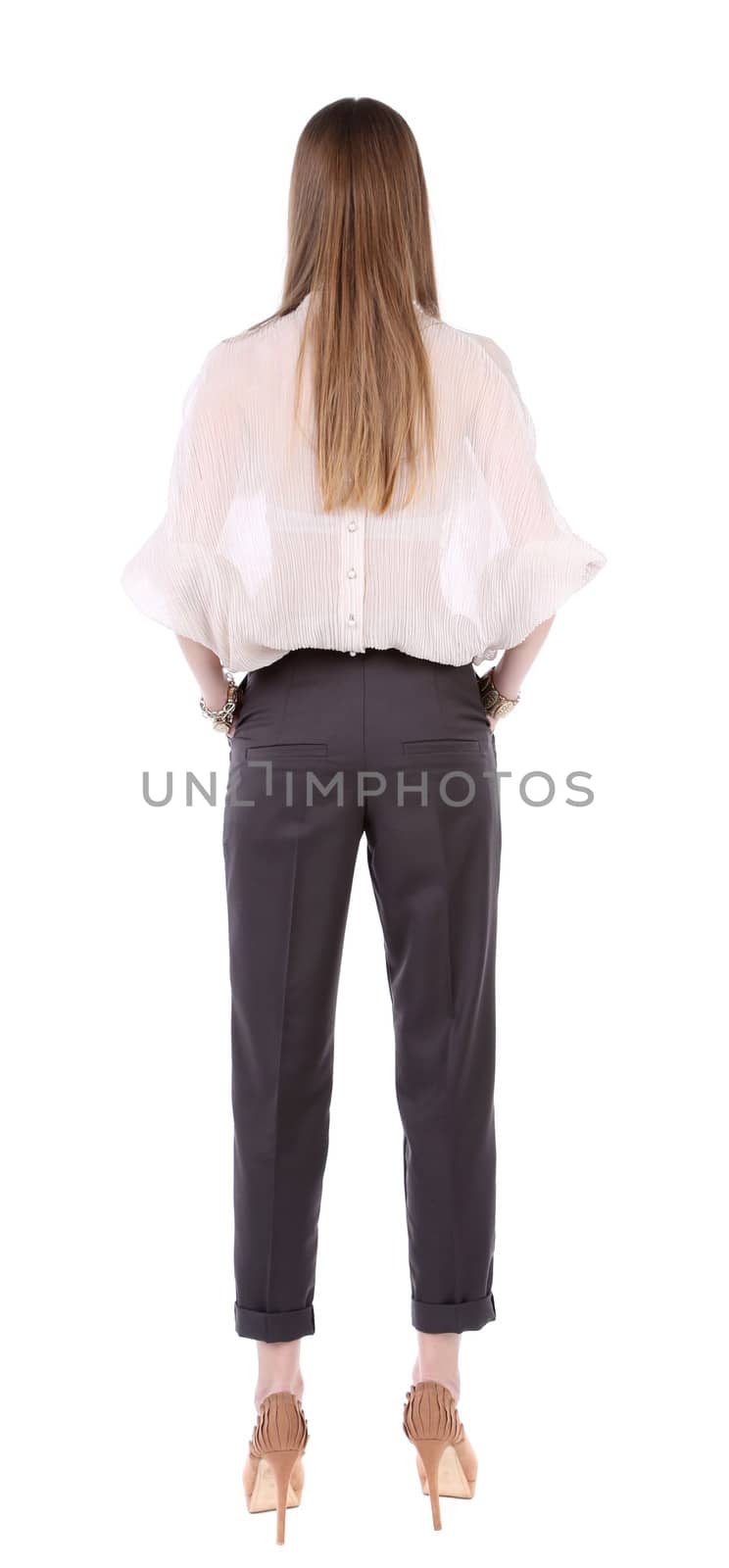 Fashionable young female. Isolated on a white background.