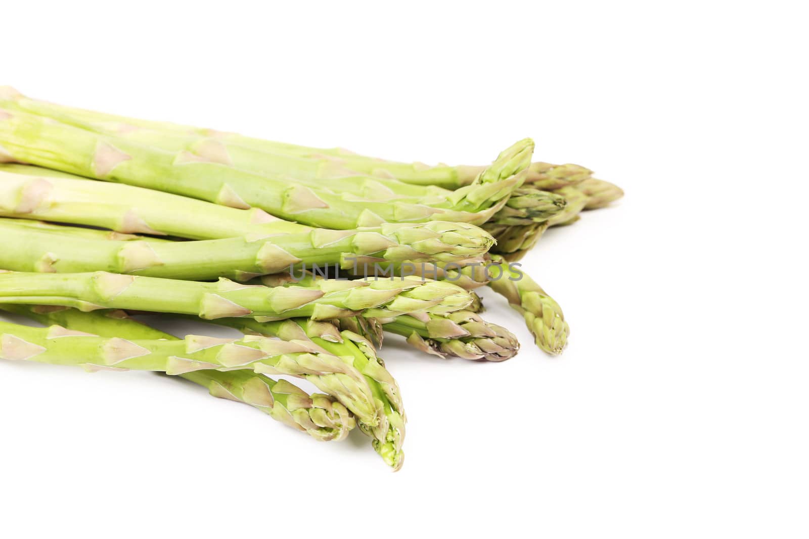 close up of Bunch of asparagus. Isolated on a white background.