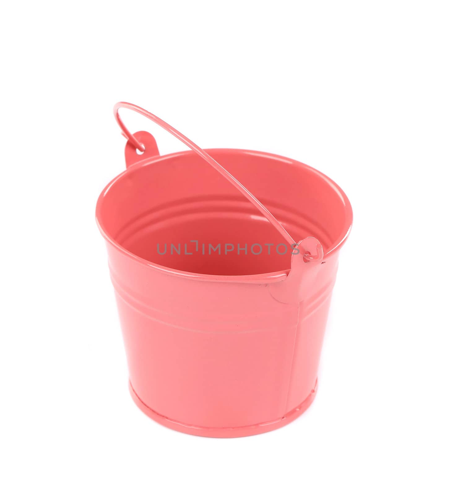 Pink metal bucket. Isolated on a white background.