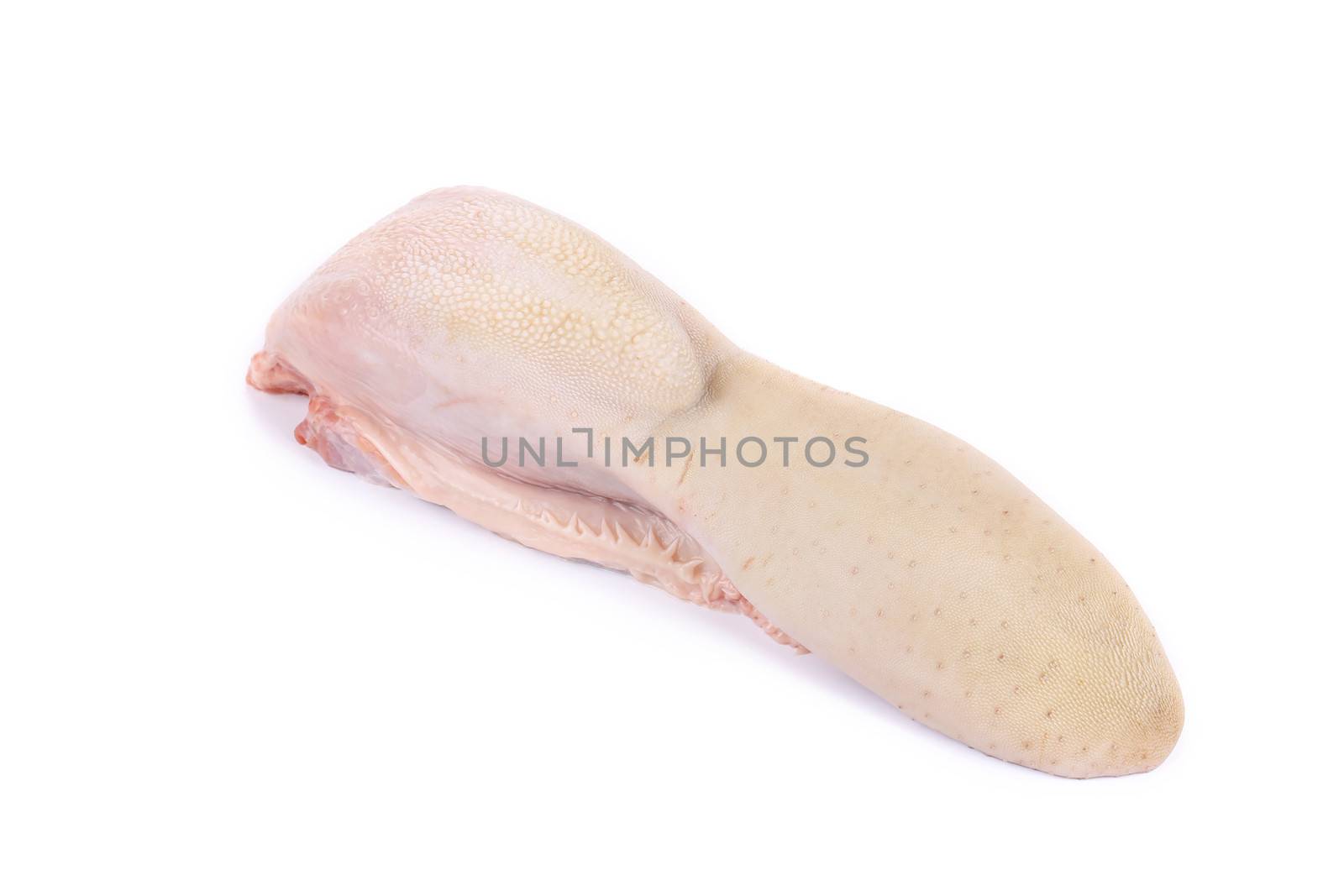Raw beef tongue. Isolated on a white background.