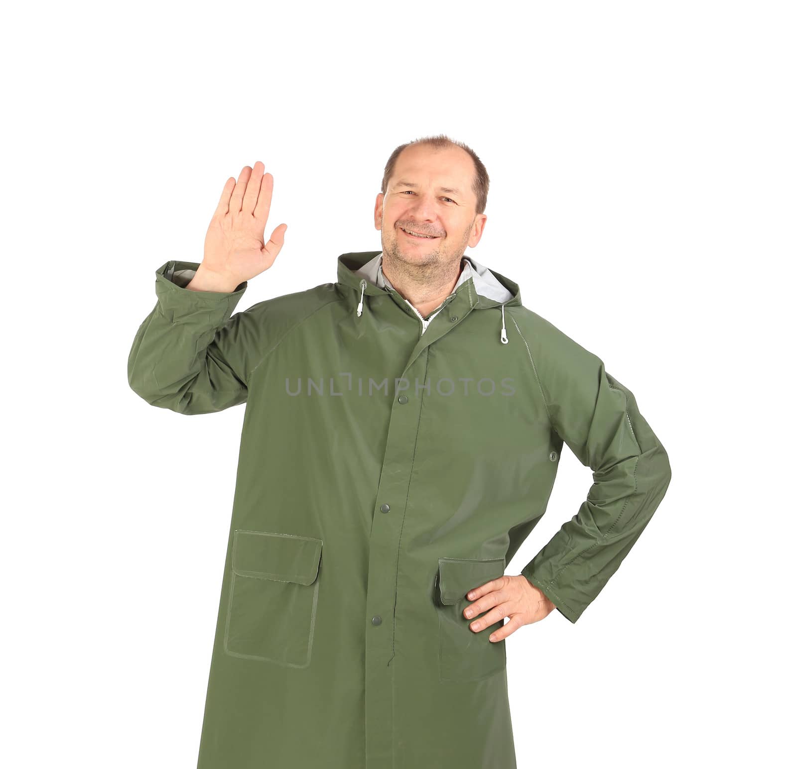 Man in working clothes. Isolated on a white background.