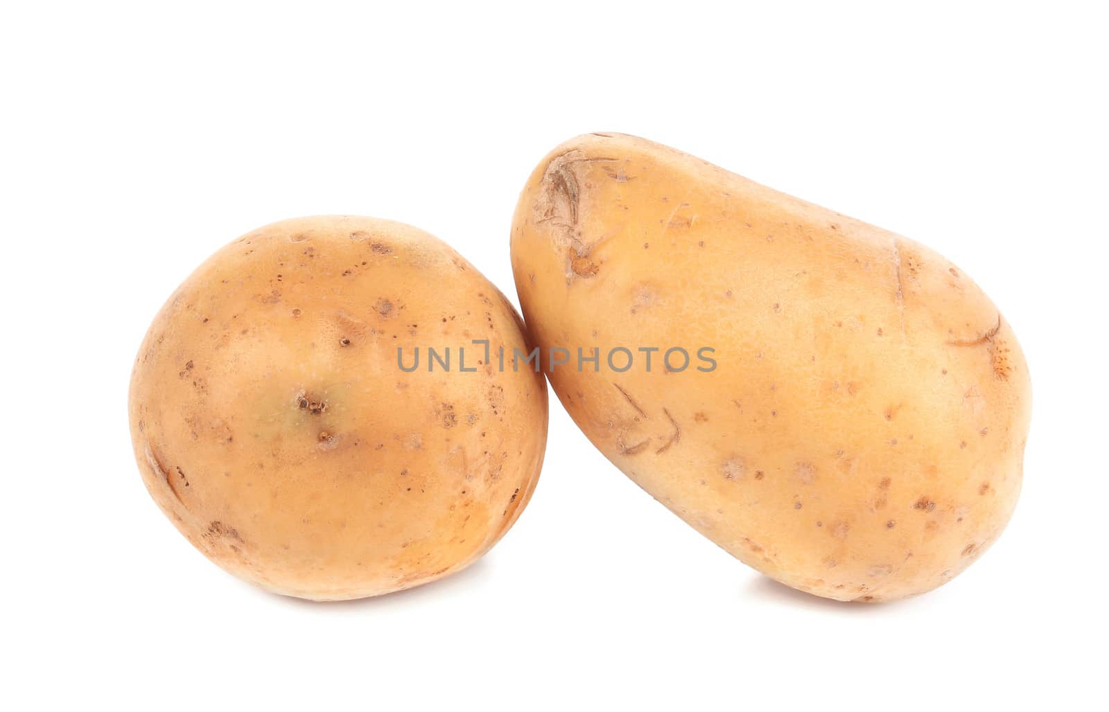 Raw potatoes on white background. Isolated.