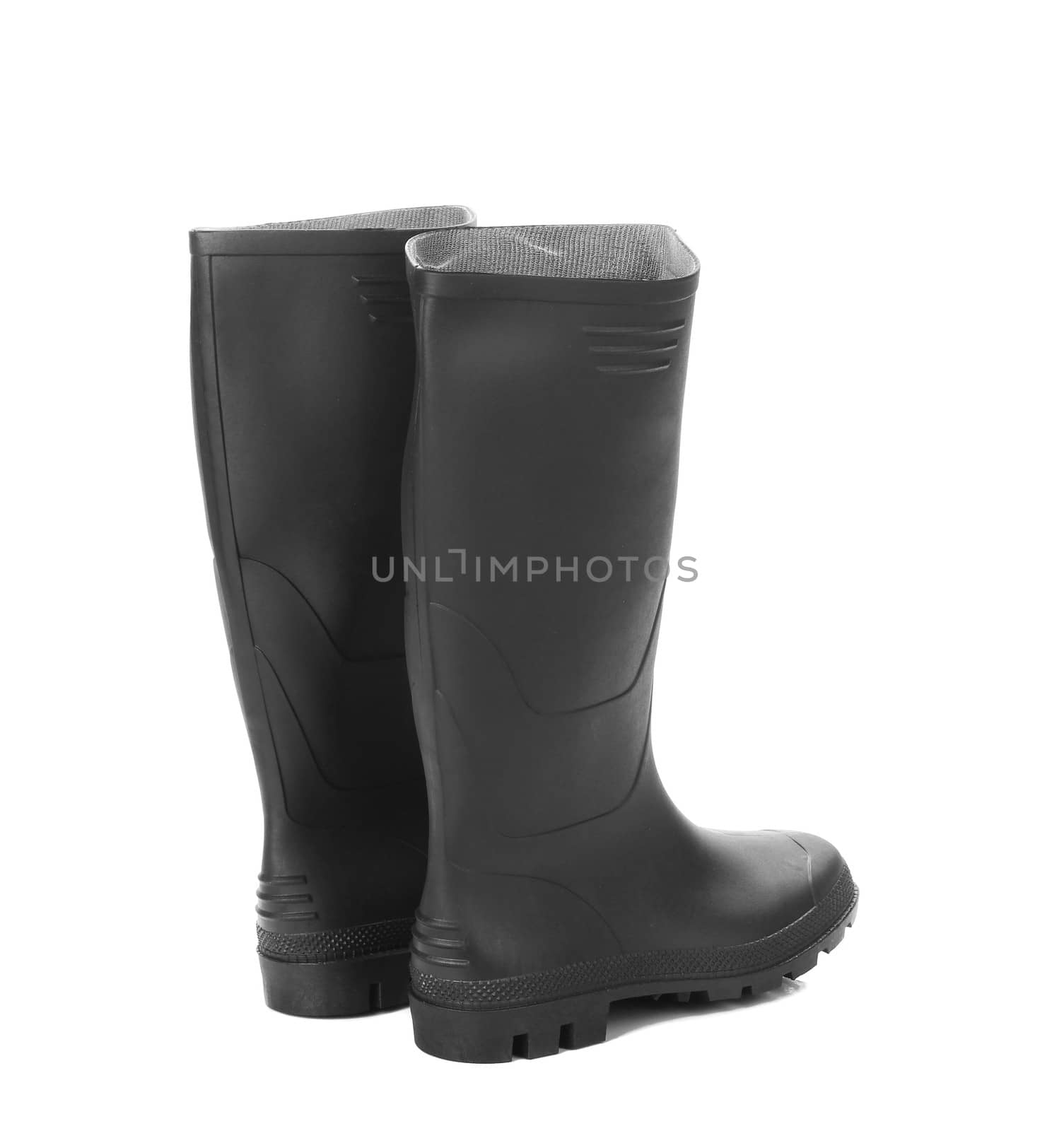 Black rubber overshoe. Isolated on a white background.