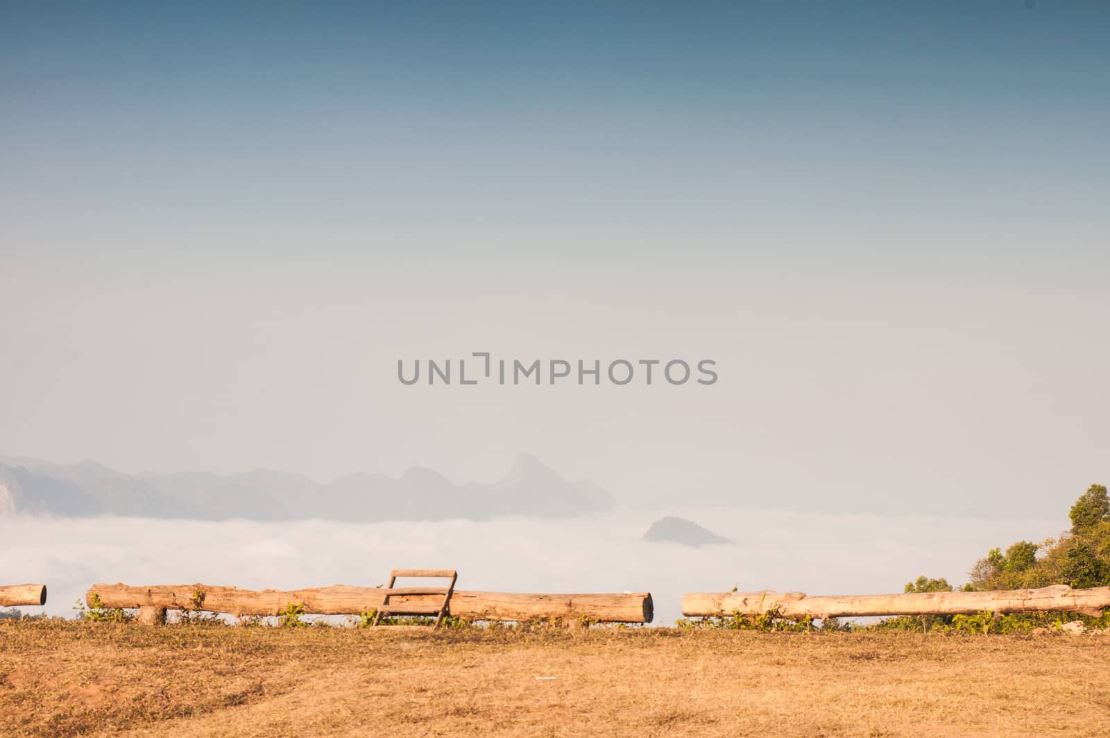 Early morning fog and cloud mountain valley landscape by Sorapop