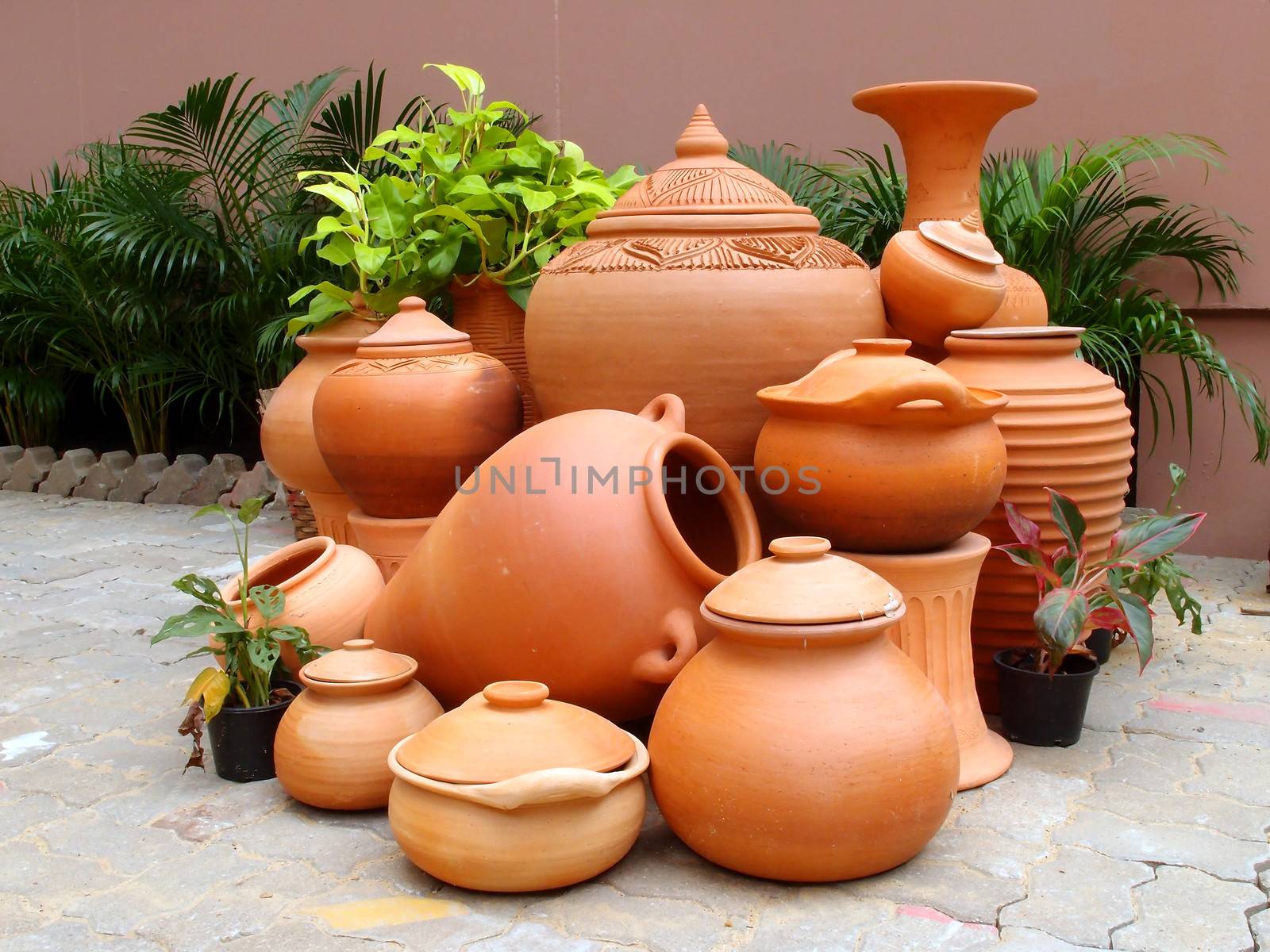Traditional pottery decorate in garden