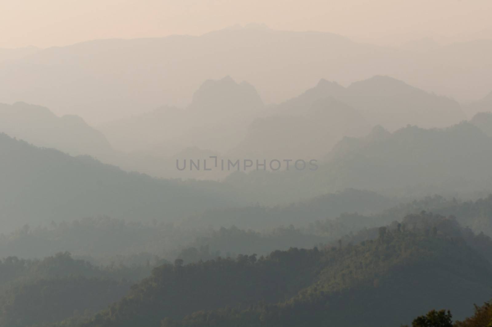 Layer mountains north at sunrise of thailand