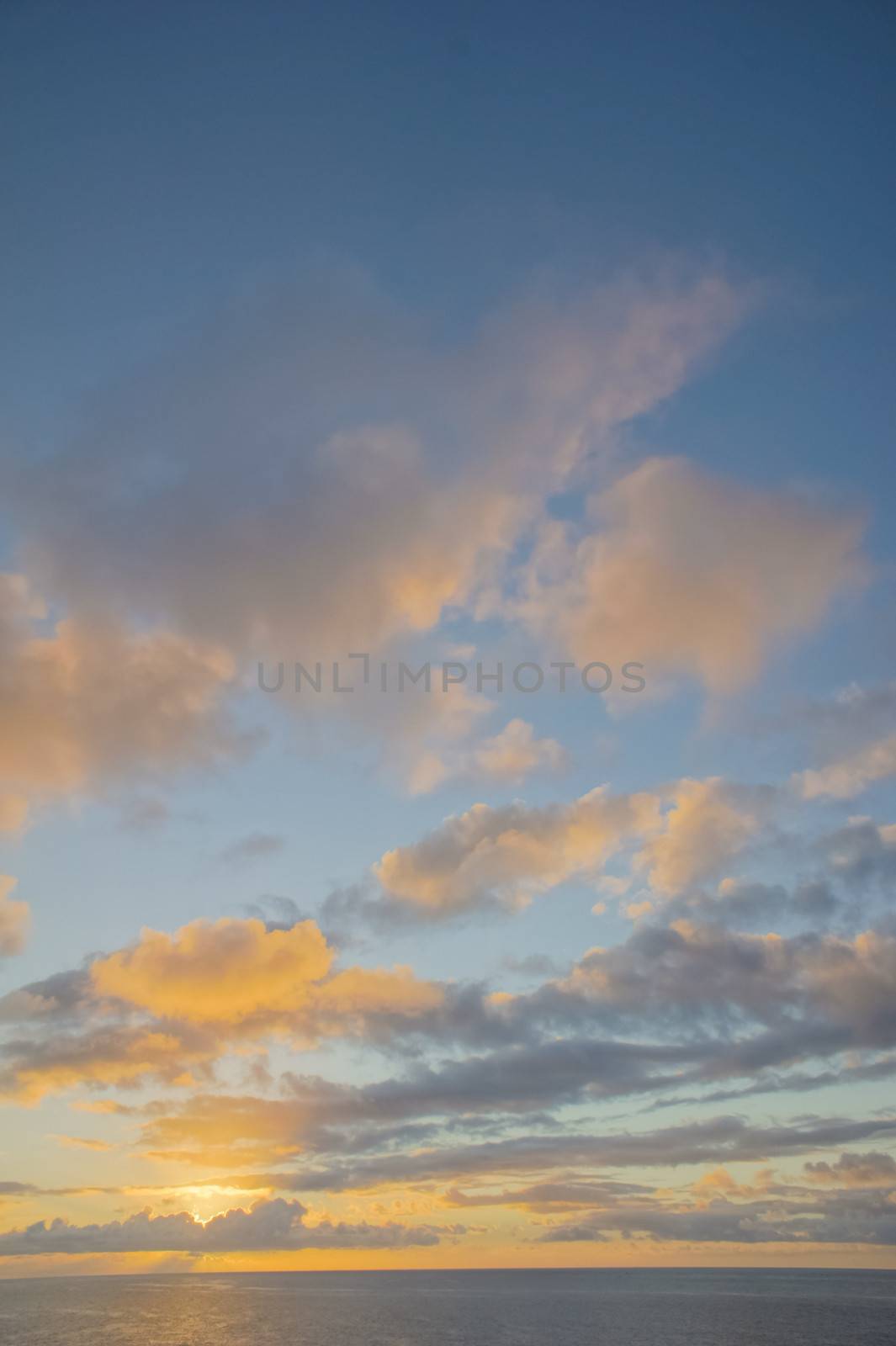 HDR Colred Sunrise Clouds over the Atlantic Ocean in Tenerife Canary Islands