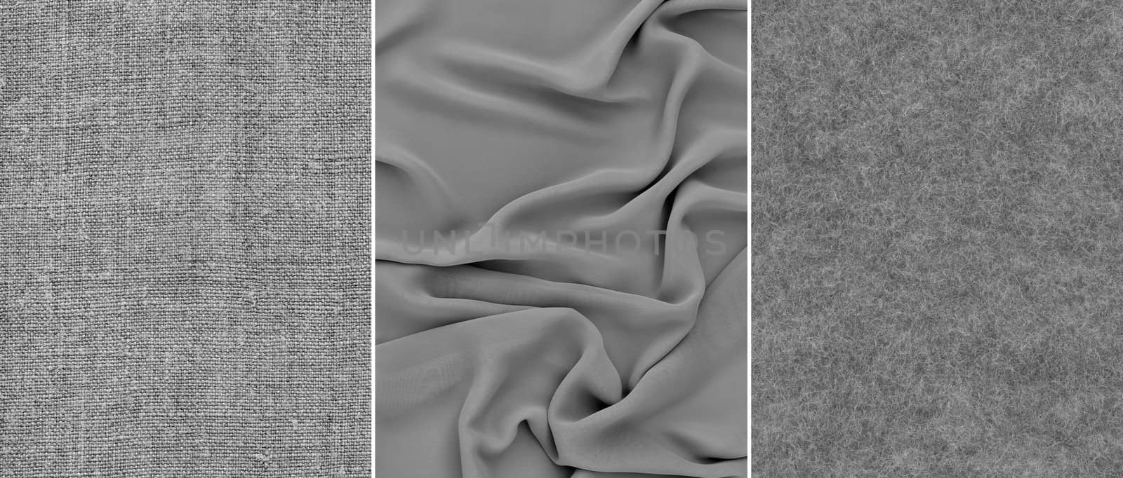 Set grey fabric: linen canvas, silk and mohair