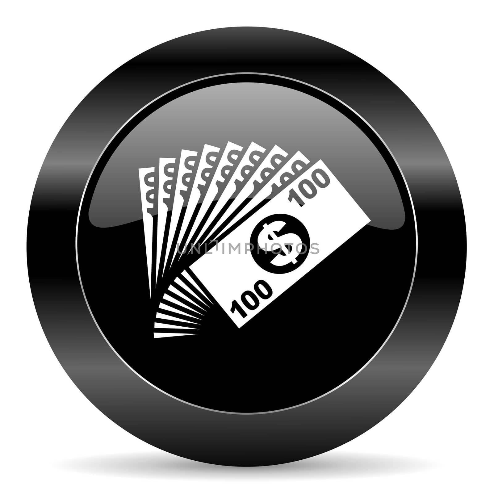 black circle web button on white background