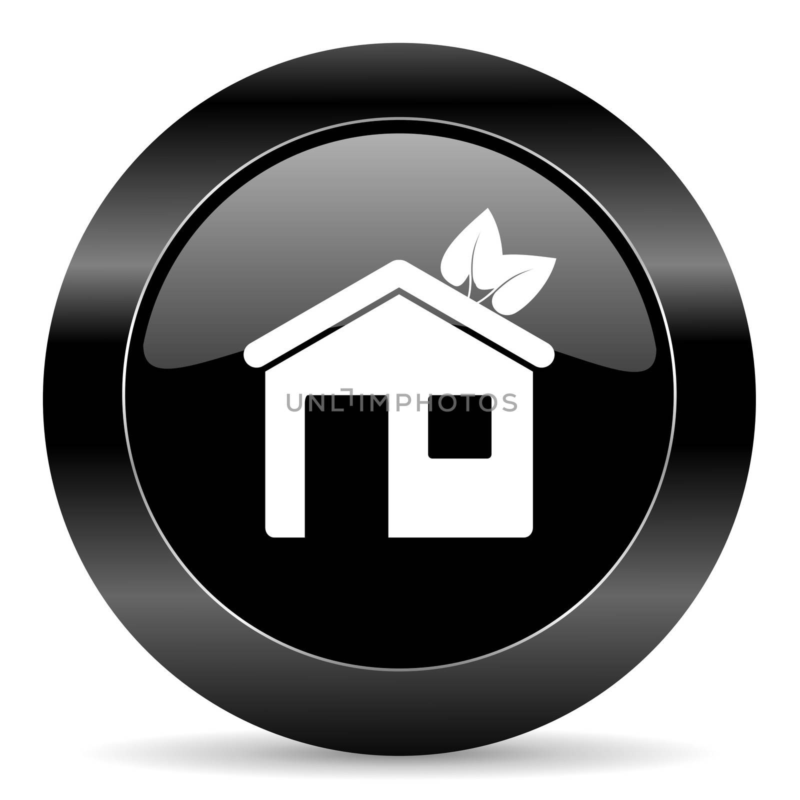 black circle web button on white background