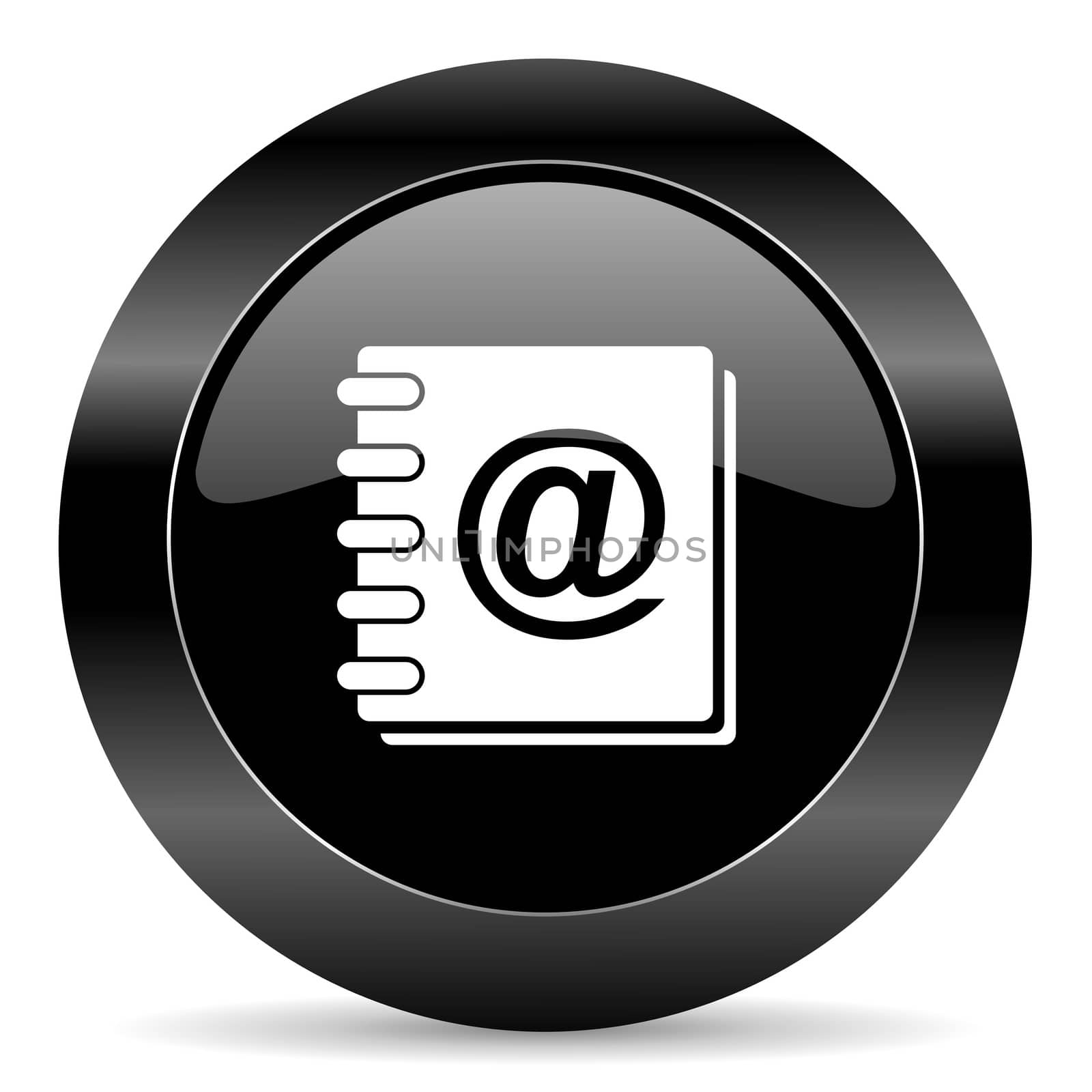 black circle web button on white background