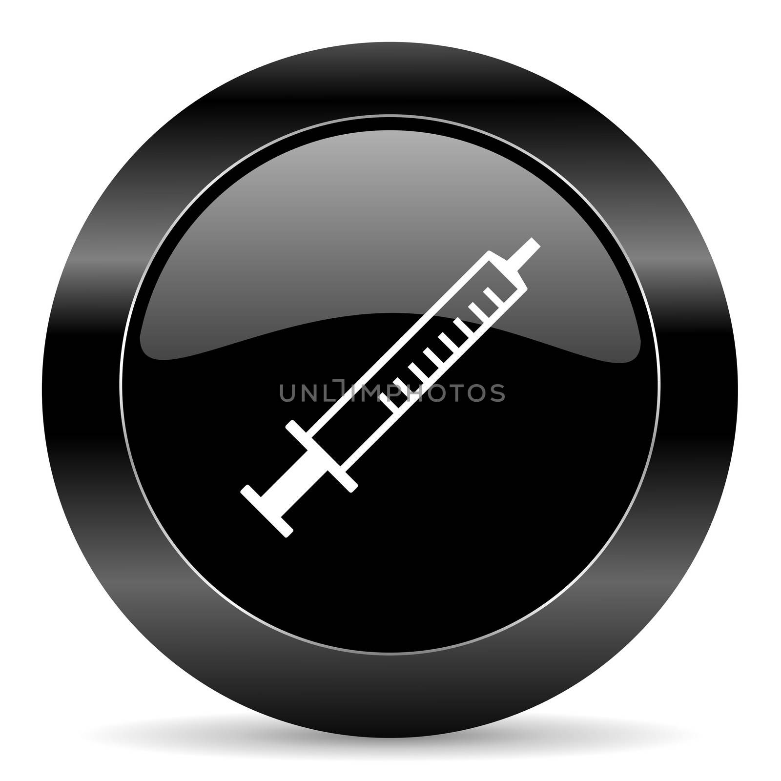 black circle web button on white background