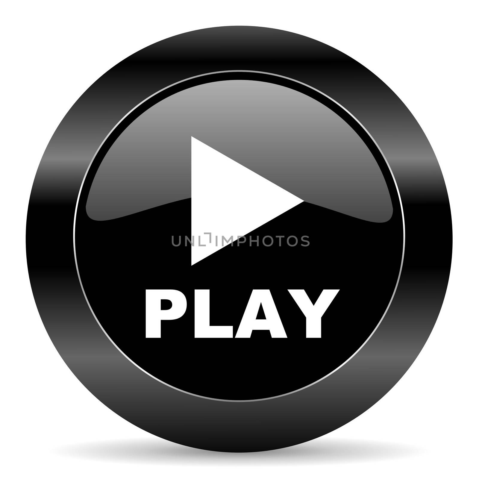 black circle web button on white background