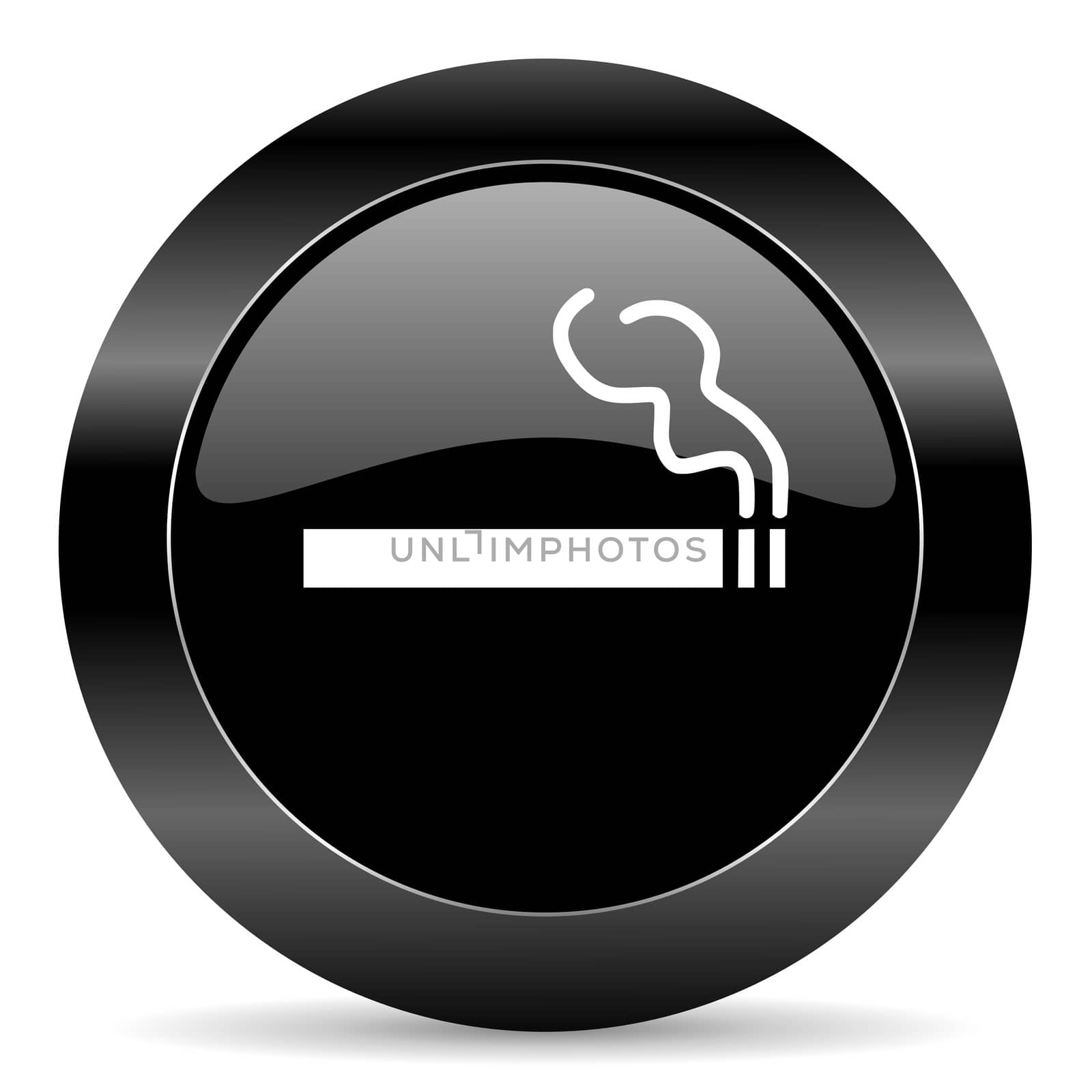 black circle web button on white background