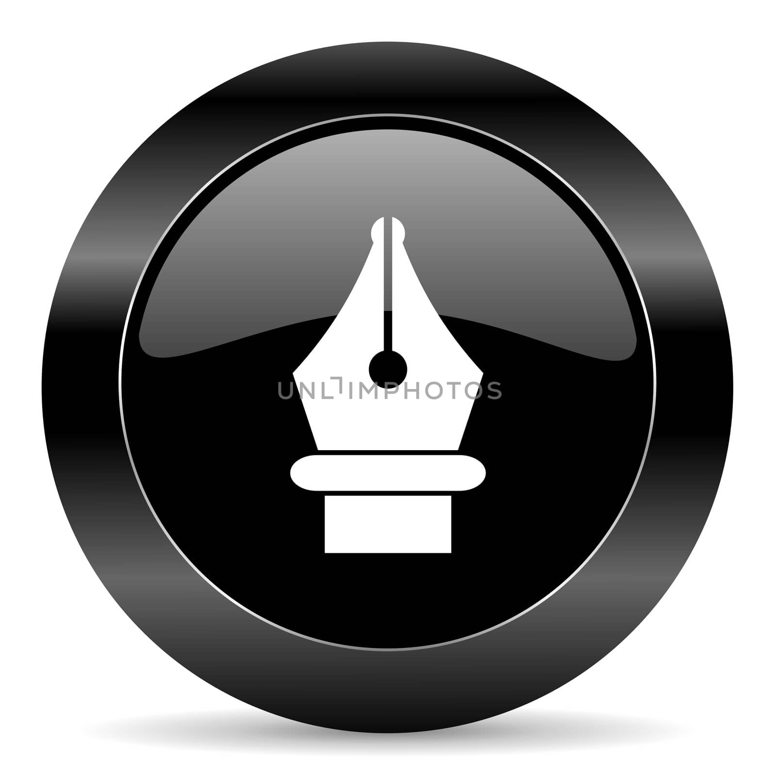 black circle web button on white background