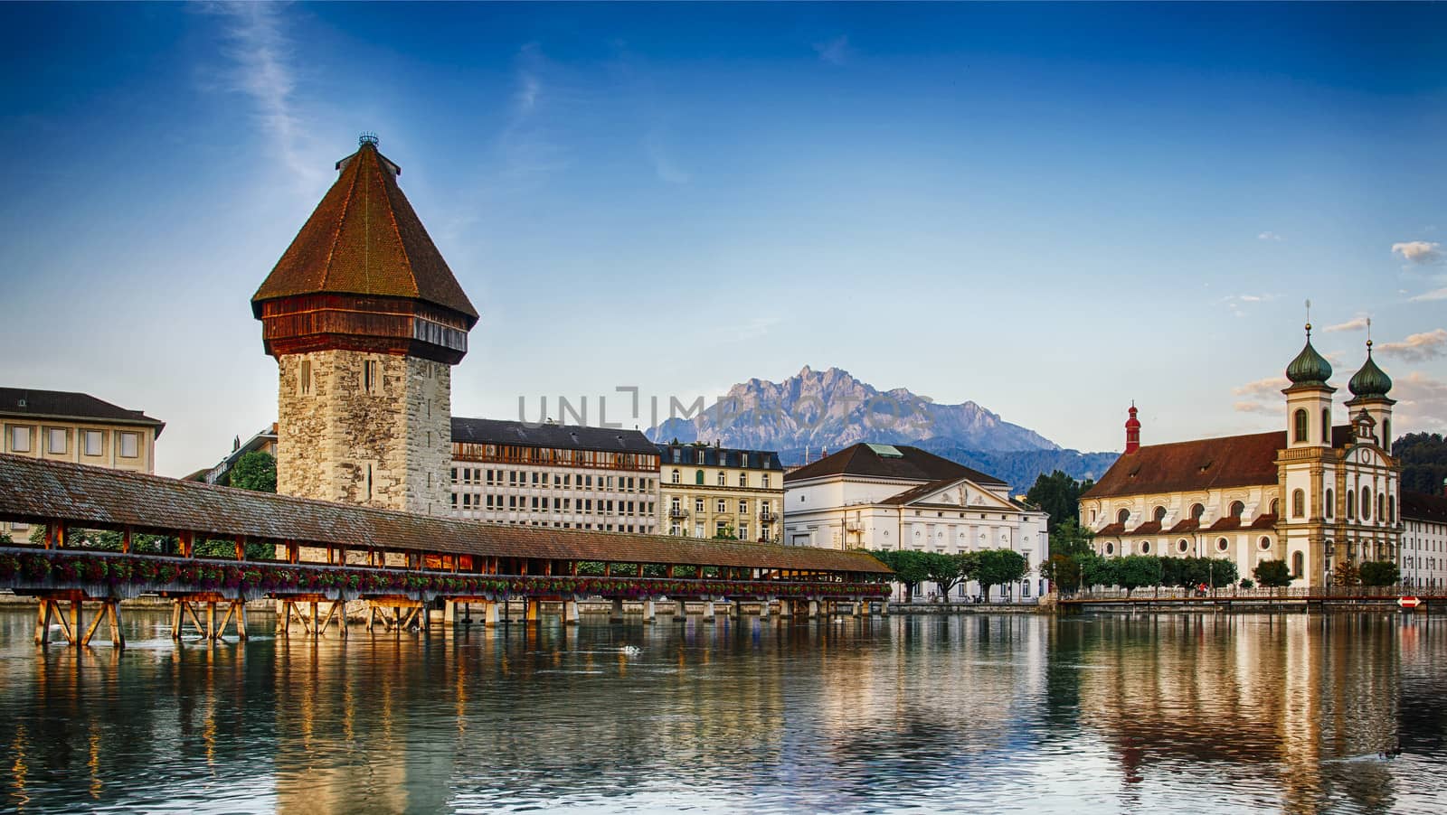 Kapellbrucke in Luzern, Switzerland.