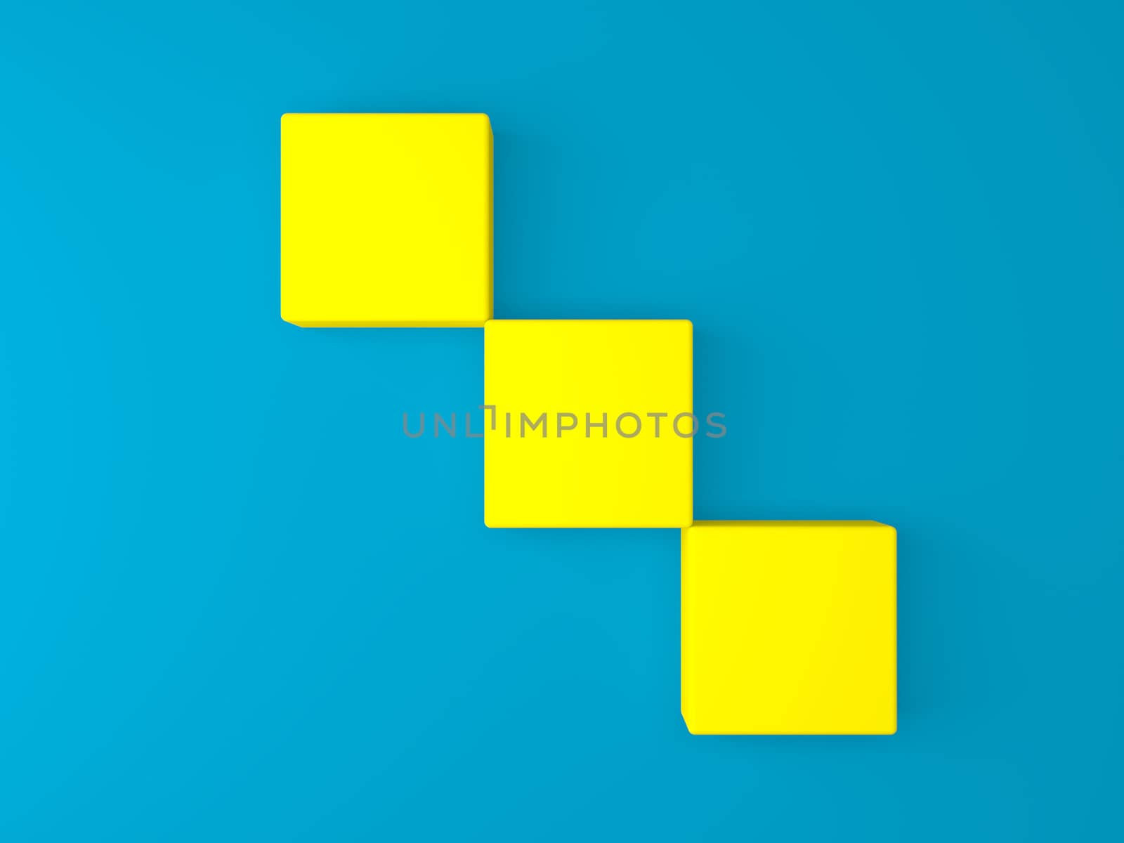 3d yellow box on blue wall
