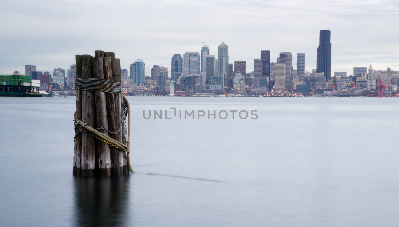 Infrastructure, Buildings, and waterfront attractions Elliott Bay Seattle