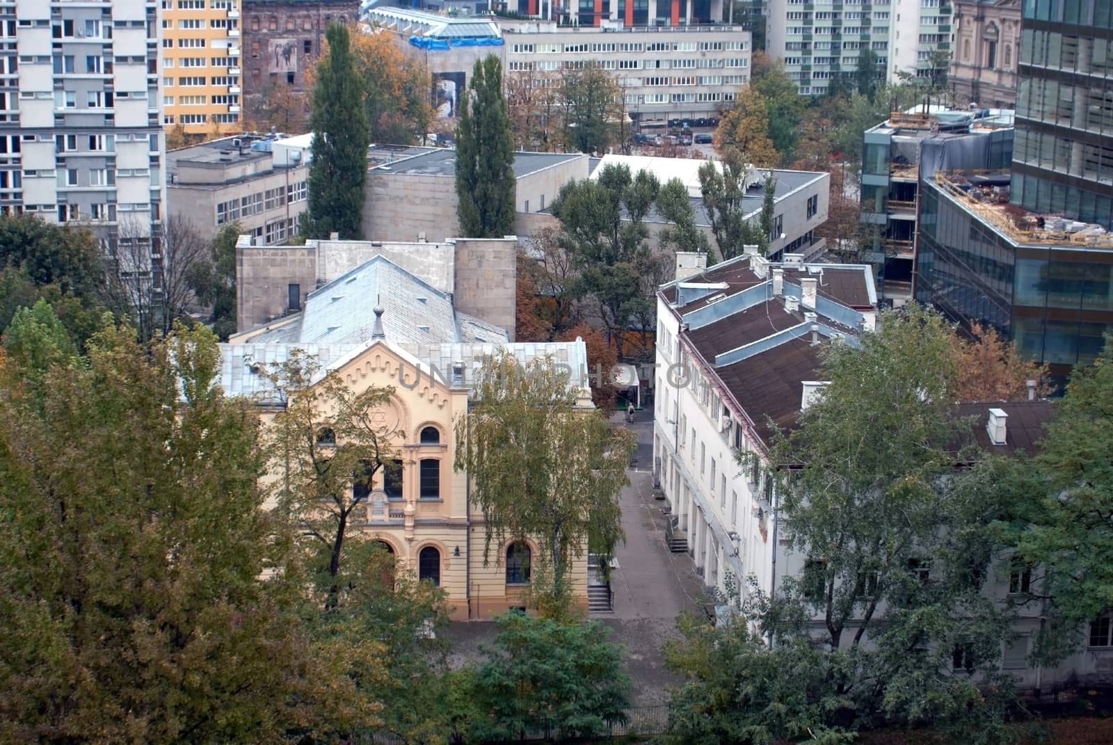 Hidden between blocks of flats the Neo-romanesque Rywka and Zalman Nozyk synagogue - Warsaw, Poland.