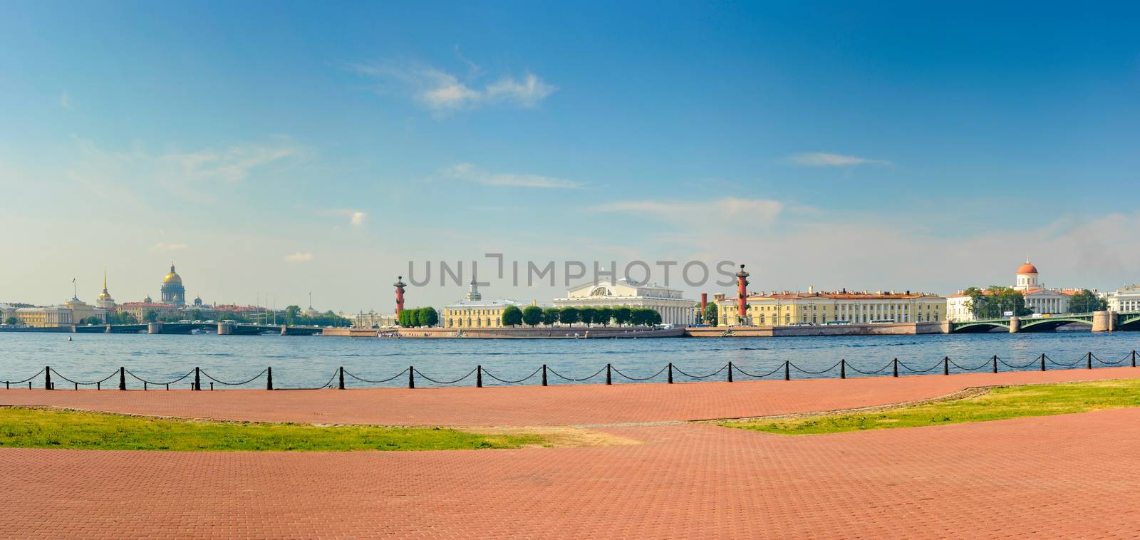 Nice panoramic view of the Spit of Vasilievsky Island, St. Petersburg