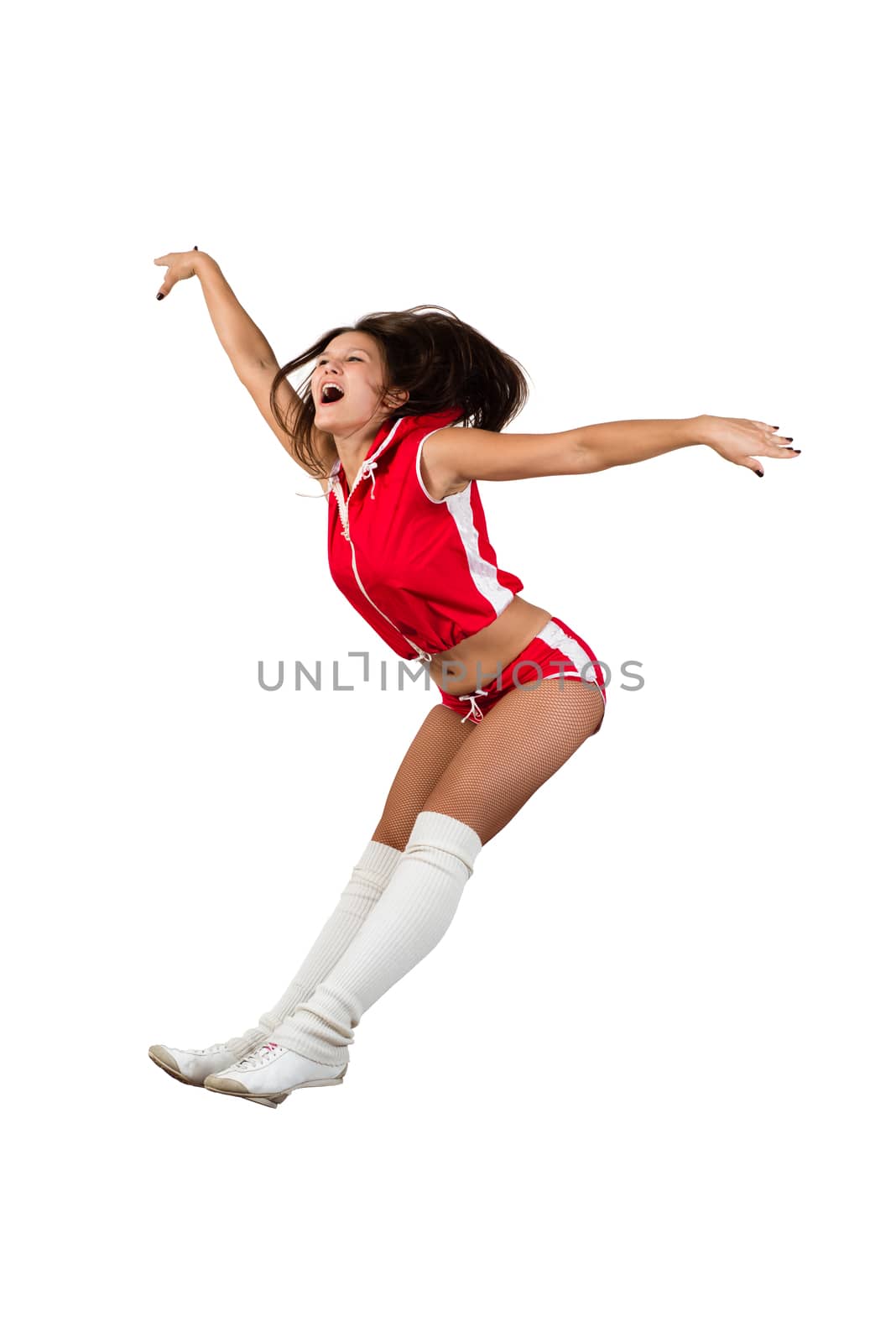 athletic young woman jumping by adam121